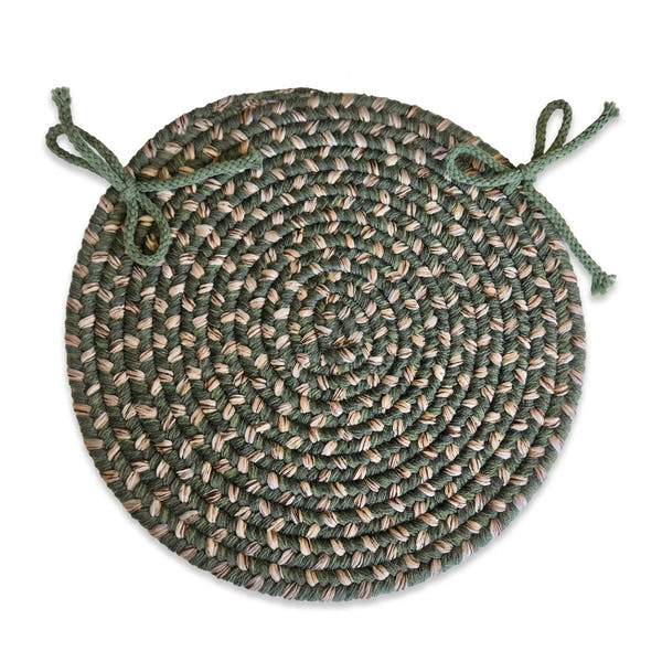 Ridgewood Braided Chair Pad - Forest Green - 15 inch round with ties