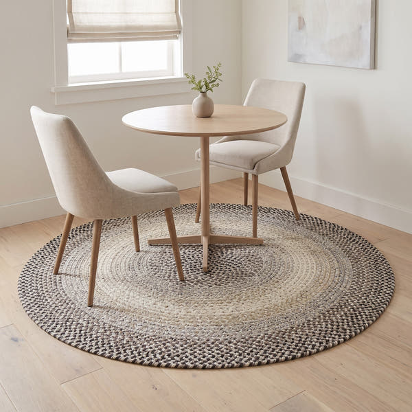 Ridgewood gray braided wool rug, 4 foot round under a bistro table #Size_4' Round