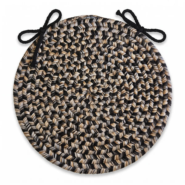 Ridgewood Braided Chair Pad - Graphite Gray - 15 inch round with ties
