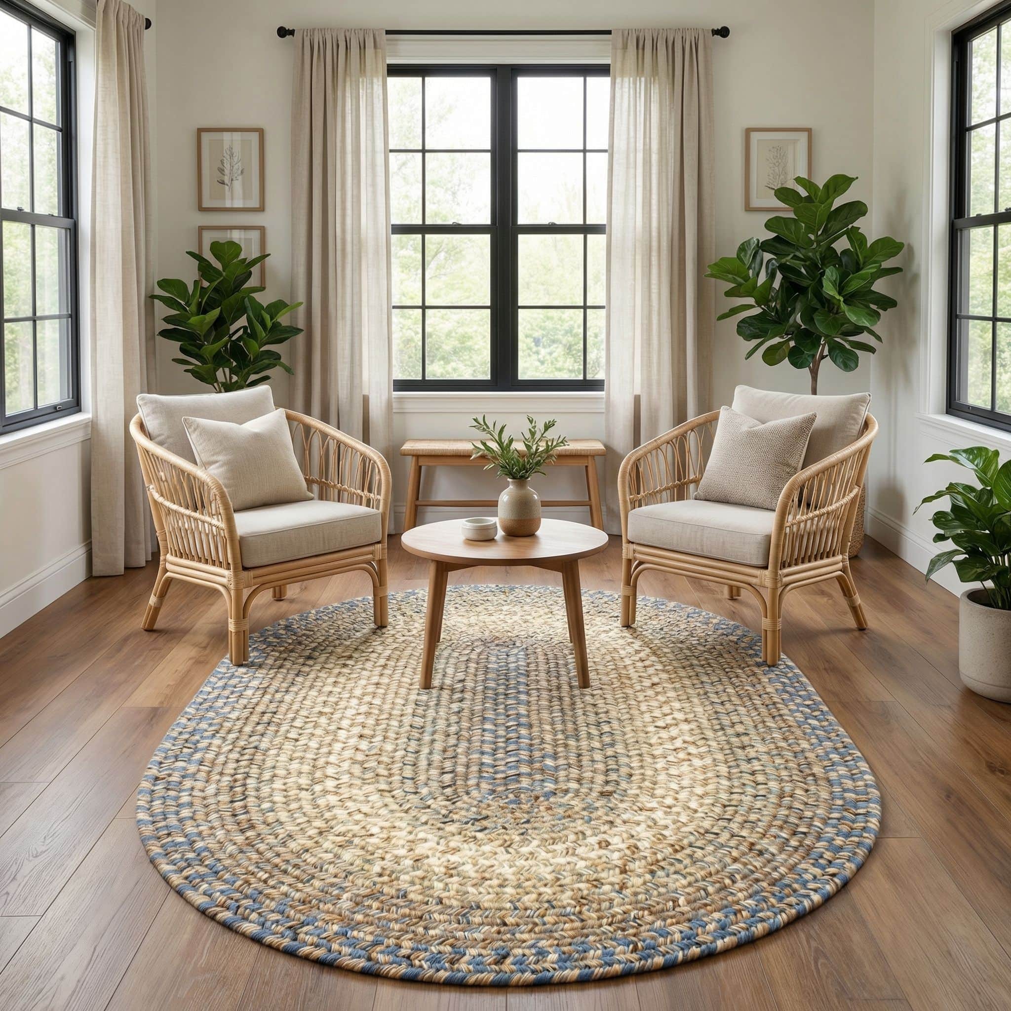 Ridgewood Blue Washable Braided Rug