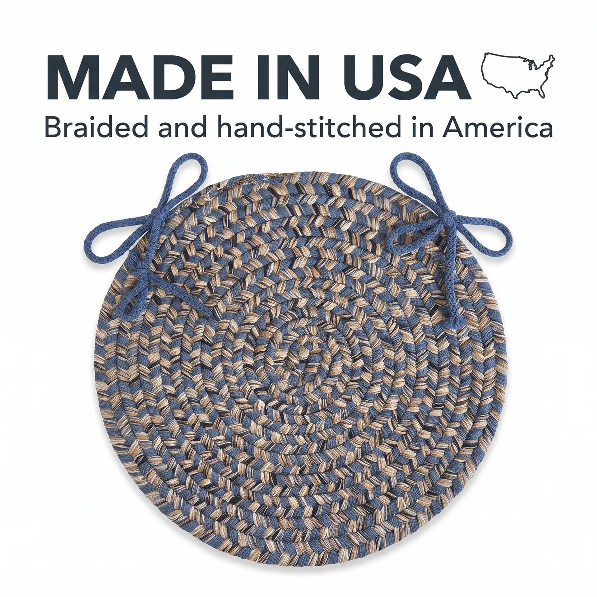 Ridgewood Braided Chair Pad - Blue - made in USA
