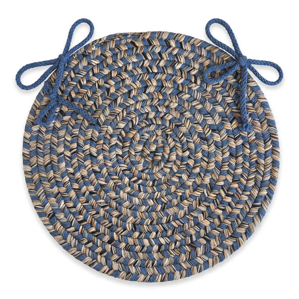Ridgewood Braided Chair Pad - Blue - 15 inch round with ties