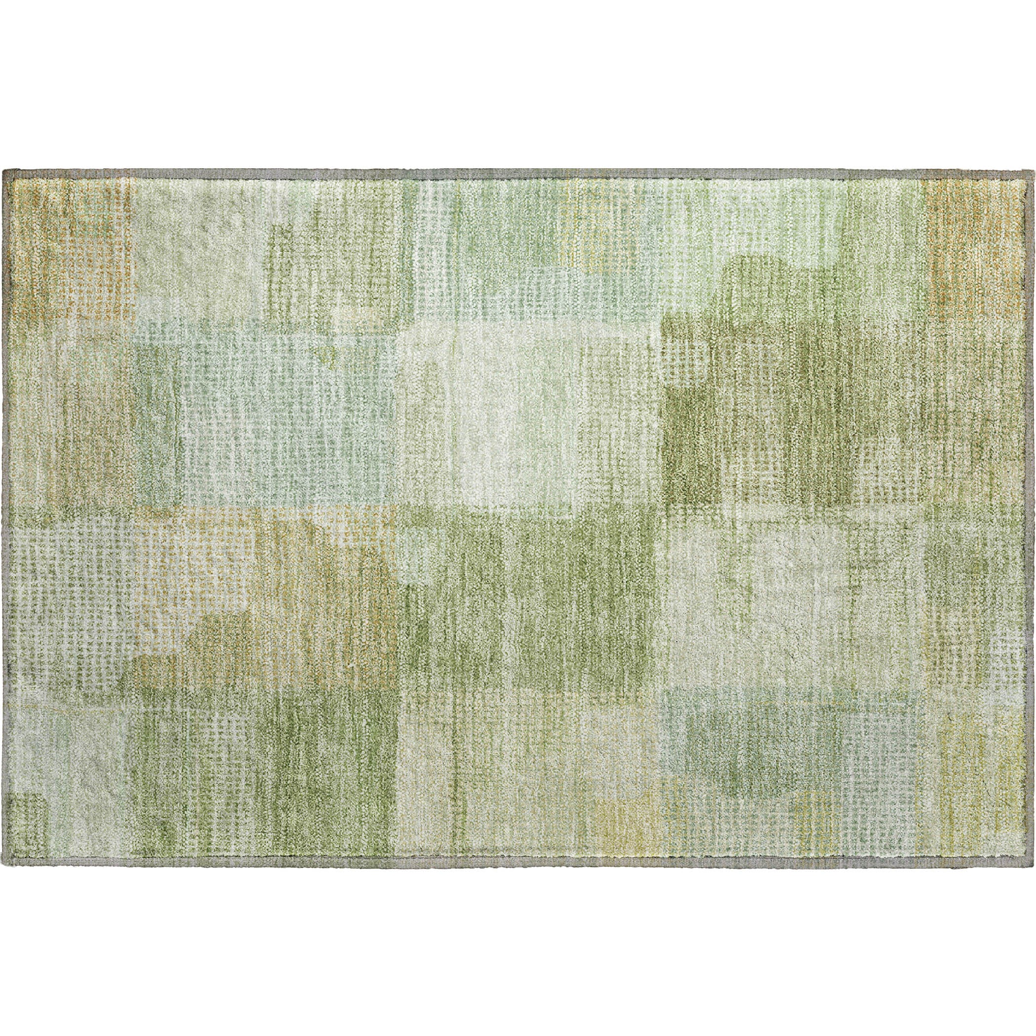 Luxury Washable Indoor/Outdoor Transitional RN10 Green Rug 1'8" x 2'6" #shape_Rectangle