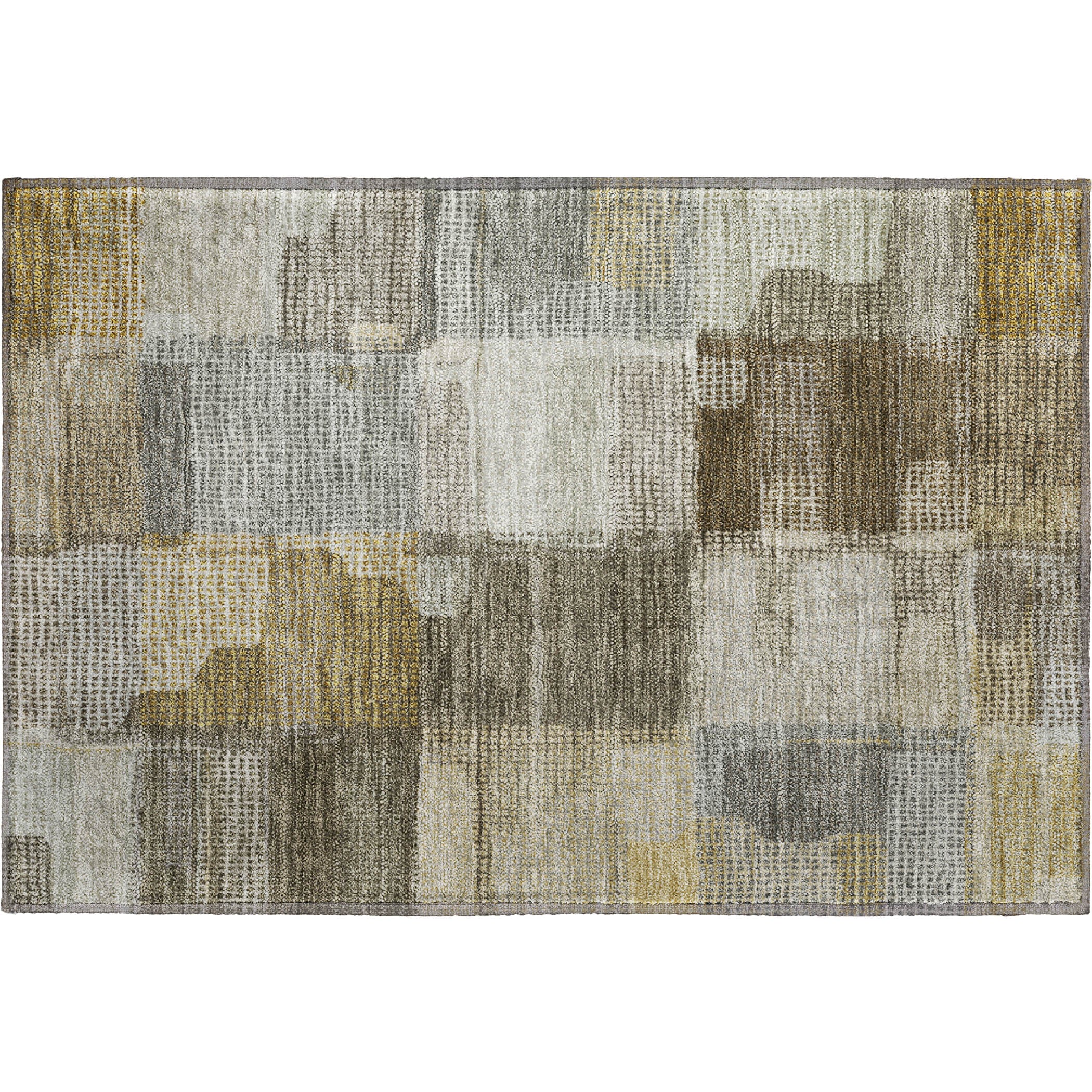 Luxury Washable Indoor/Outdoor Transitional RN10 Taupe Brown Rug 1'8" x 2'6" #shape_Rectangle