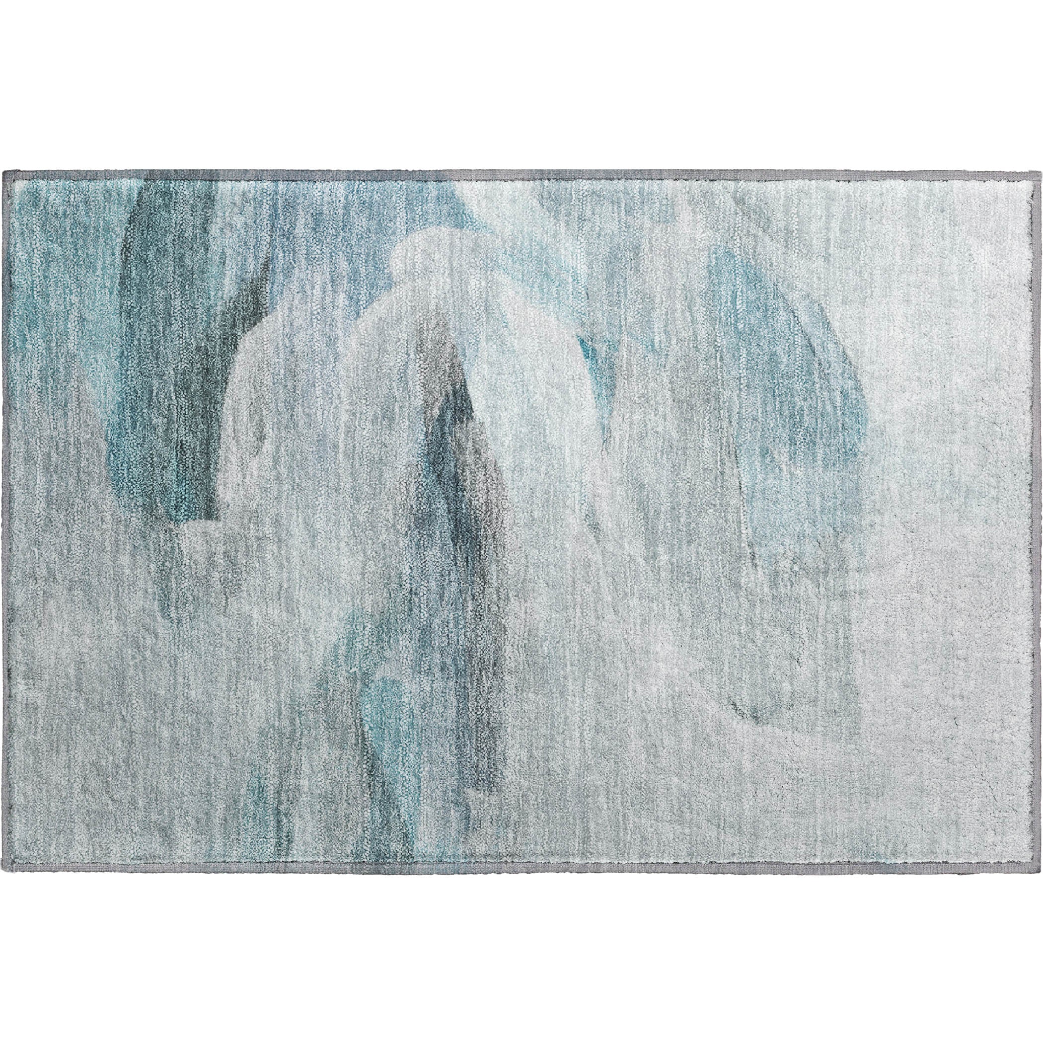 Luxury Washable Indoor/Outdoor Transitional RN11 Teal Rug 1'8" x 2'6" #shape_Rectangle