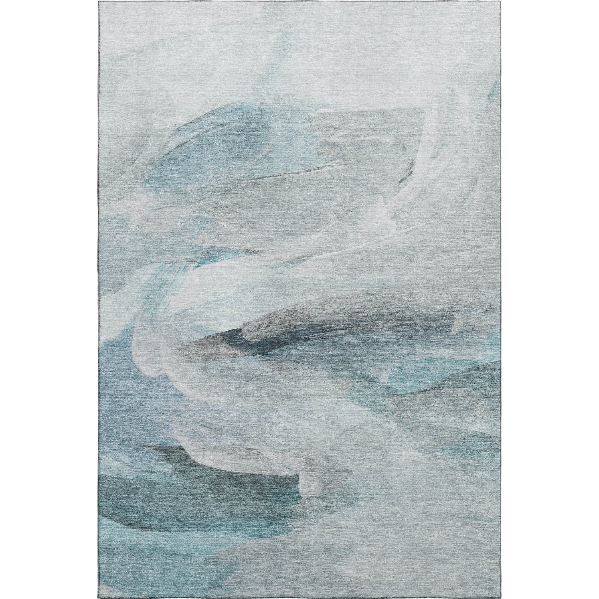 Luxury Washable Indoor/Outdoor Transitional RN11 Teal Rug 2'6" x 3'10" #shape_Rectangle