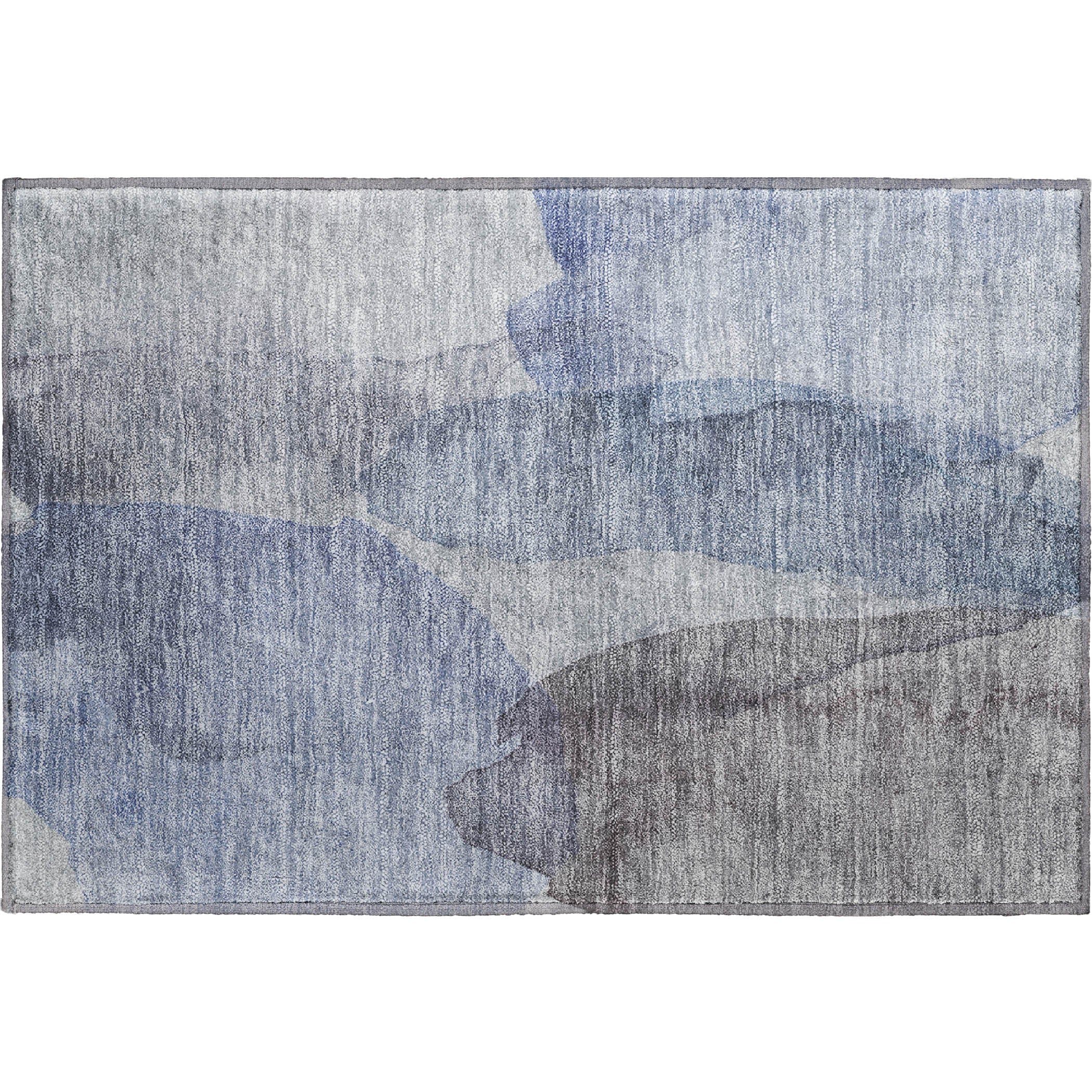 Luxury Washable Indoor/Outdoor Transitional RN12 Blue Rug 1'8" x 2'6" #shape_Rectangle