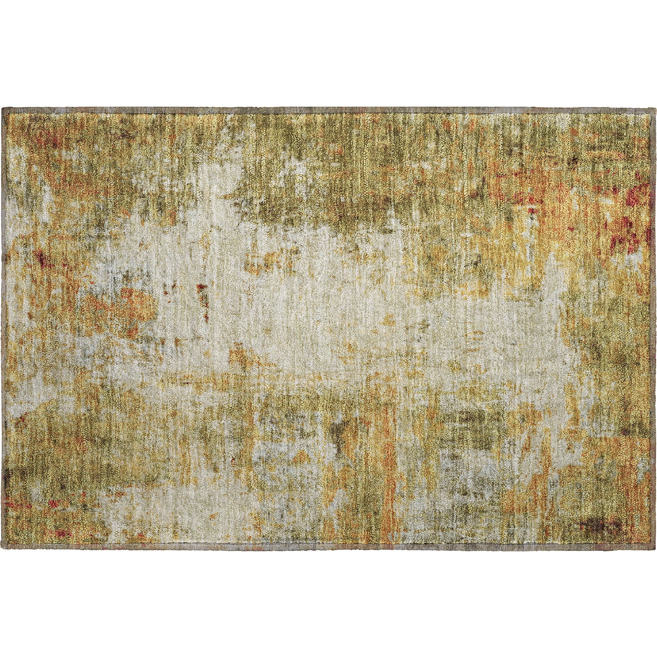 Luxury Washable Indoor/Outdoor Transitional RN1 Olive Green Rug 1'8" x 2'6" #shape_Rectangle