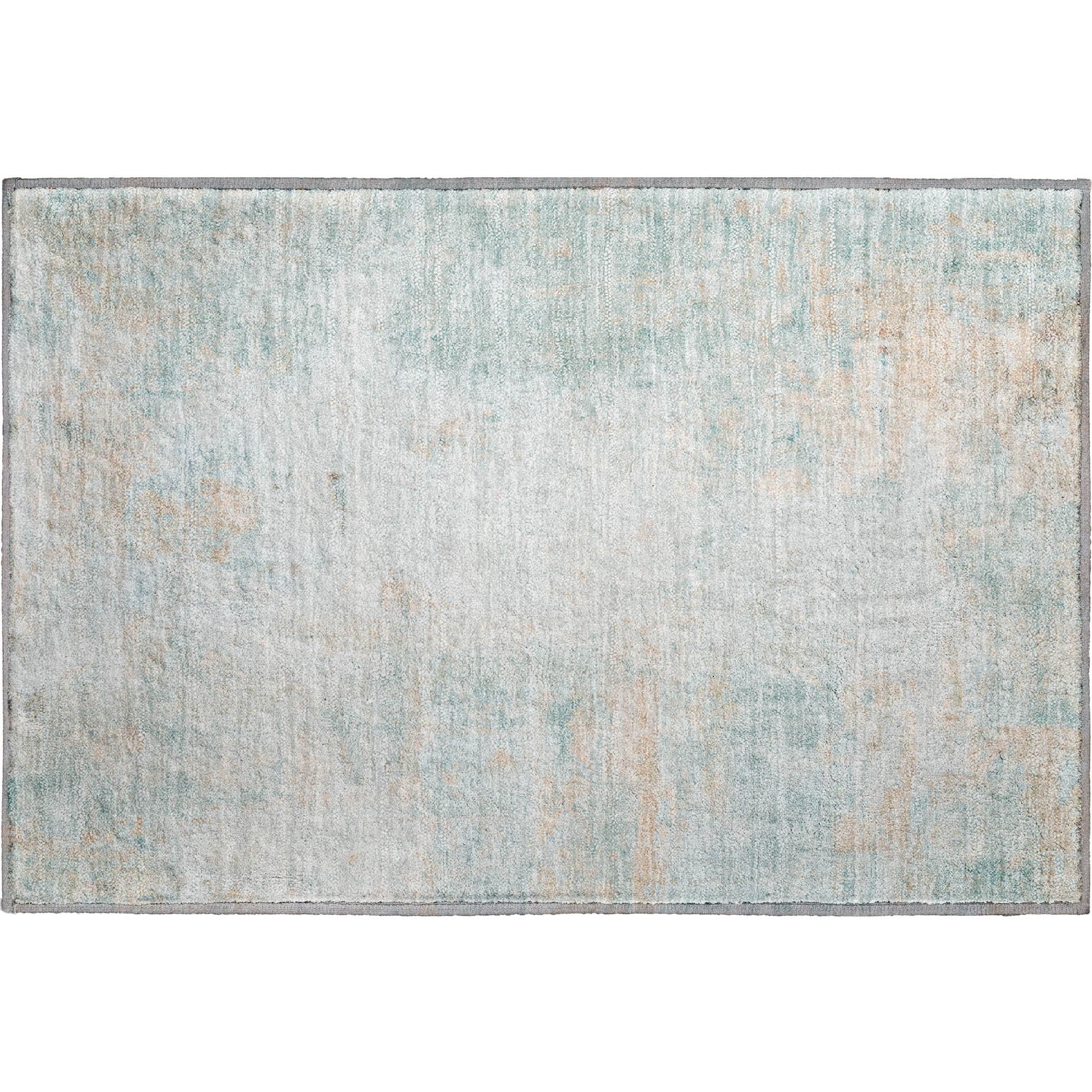 Luxury Washable Indoor/Outdoor Transitional RN1 Seafoam Blue Rug 1'8" x 2'6" #shape_Rectangle