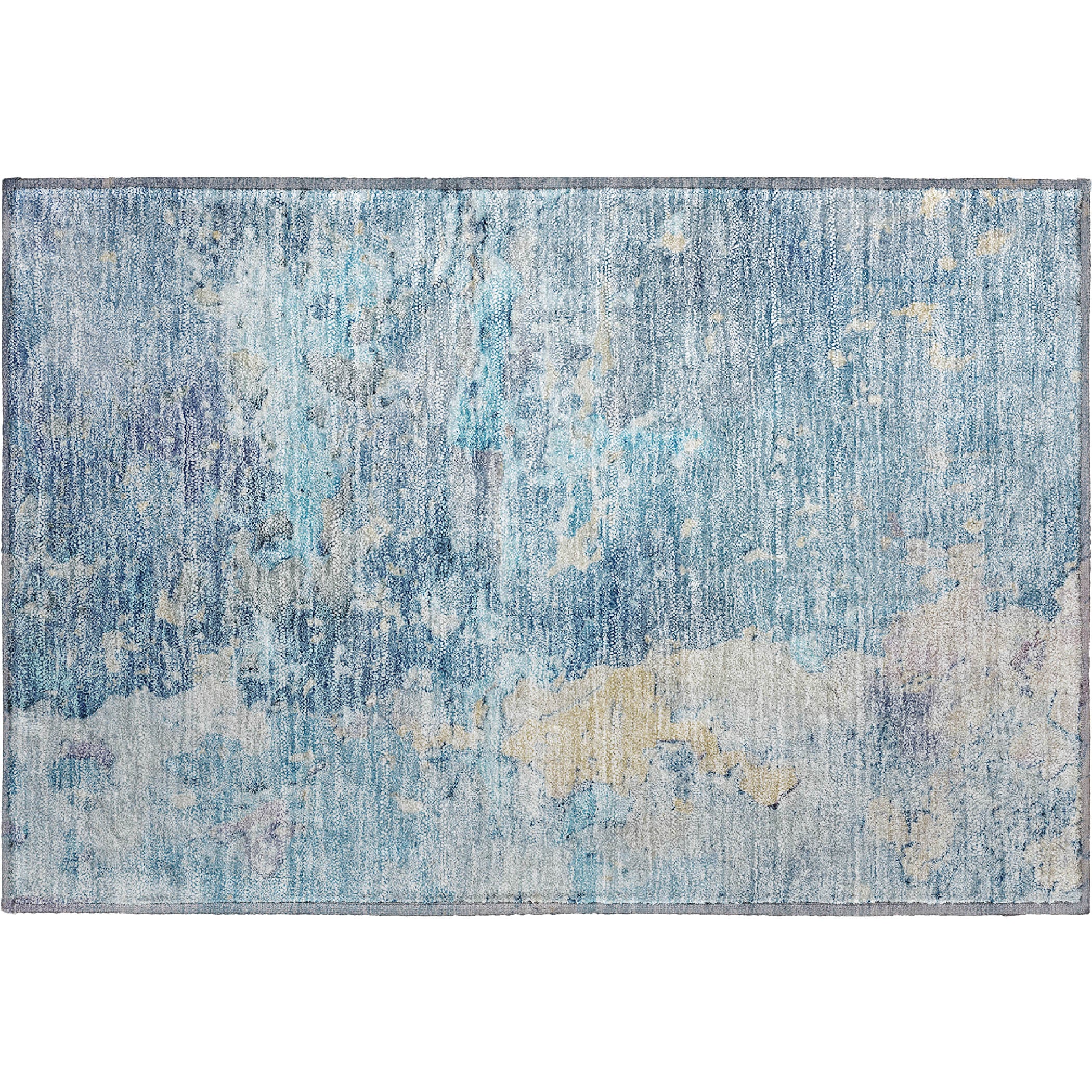 Luxury Washable Indoor/Outdoor Transitional RN3 Blue Rug 1'8" x 2'6" #shape_Rectangle