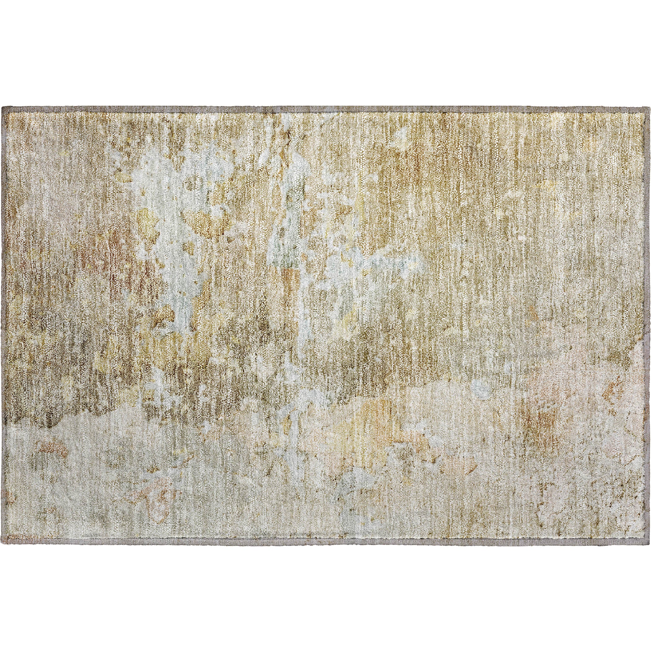 Luxury Washable Indoor/Outdoor Transitional RN3 Khaki Brown Rug 1'8" x 2'6" #shape_Rectangle