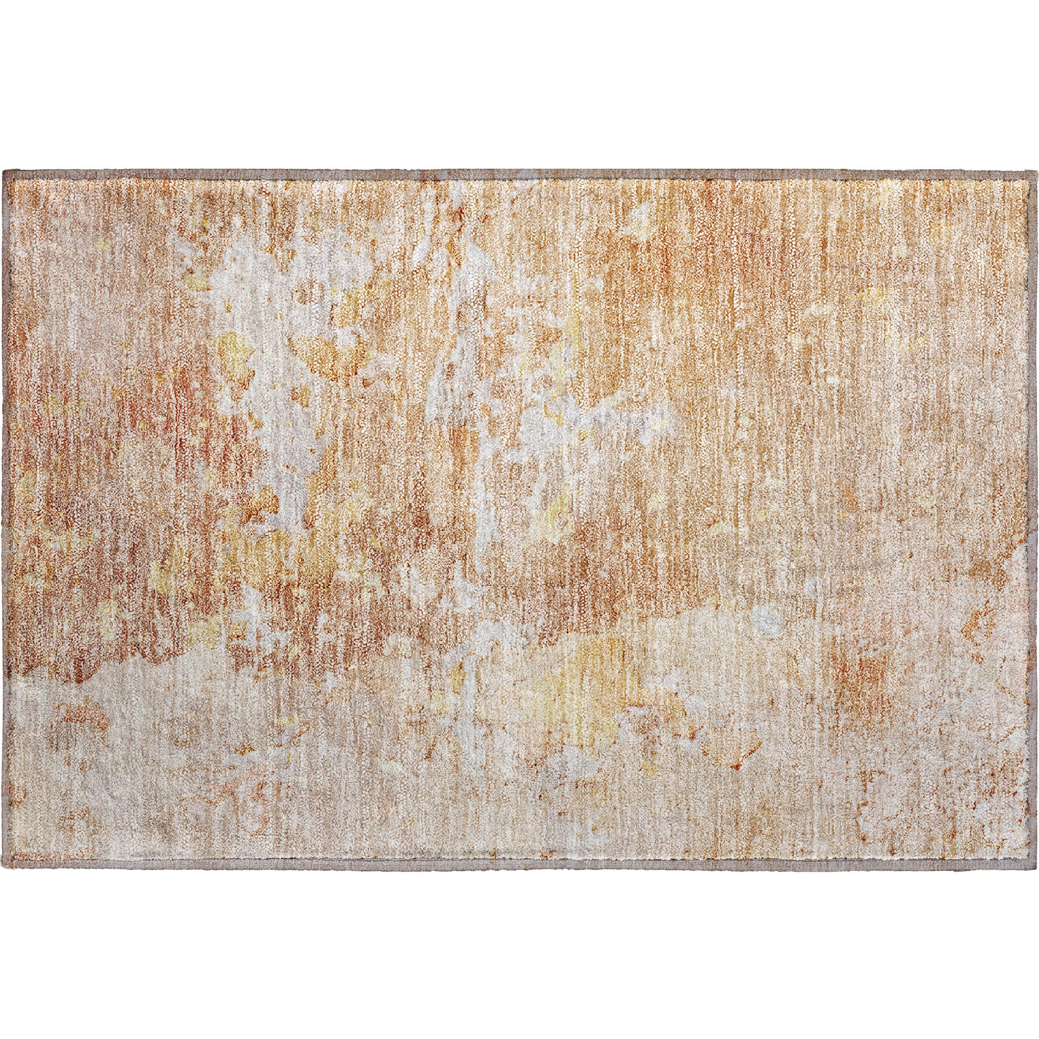 Luxury Washable Indoor/Outdoor Transitional RN3 Salmon Orange Rug 1'8" x 2'6" #shape_Rectangle
