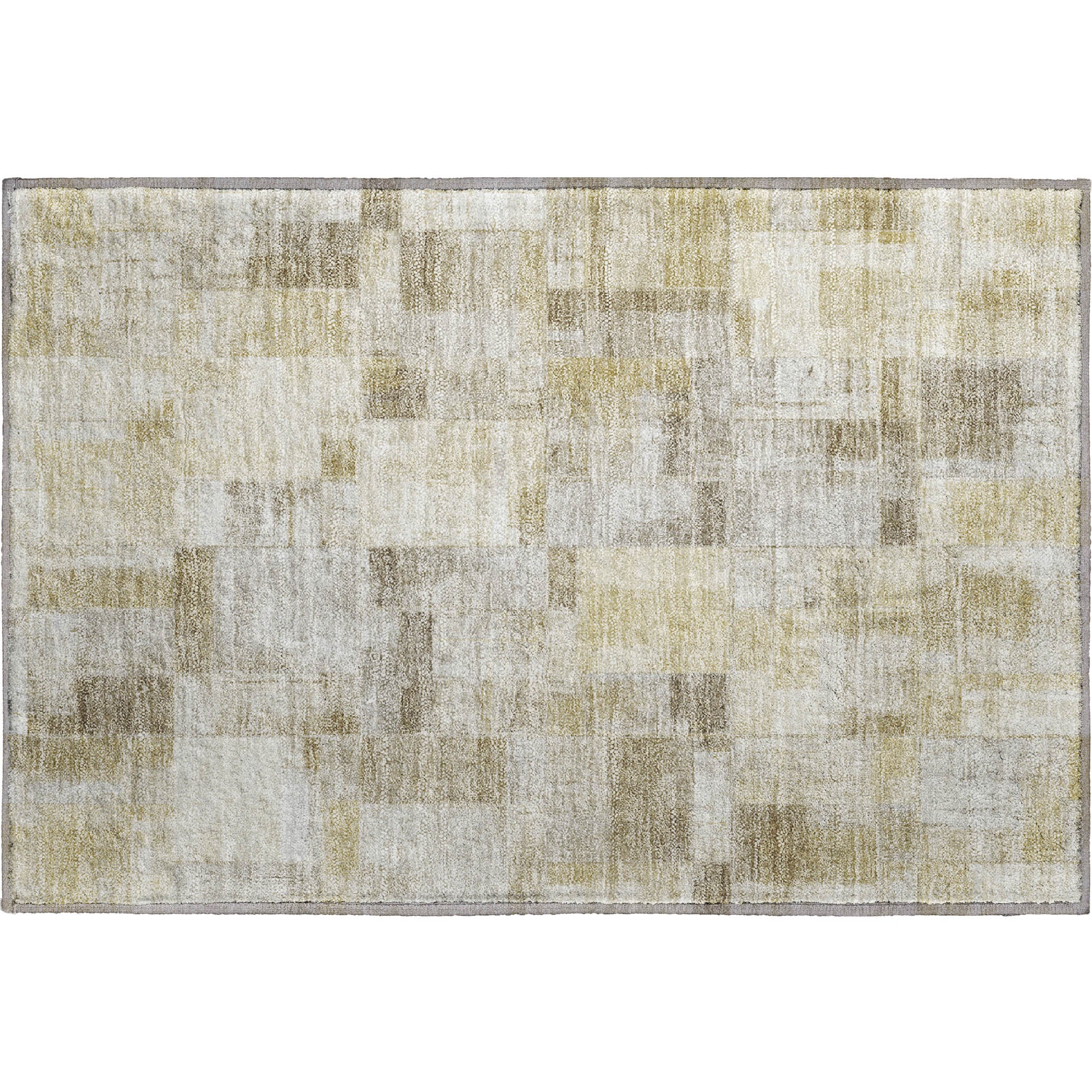 Luxury Washable Indoor/Outdoor Transitional RN4 Beige Brown Rug 1'8" x 2'6" #shape_Rectangle