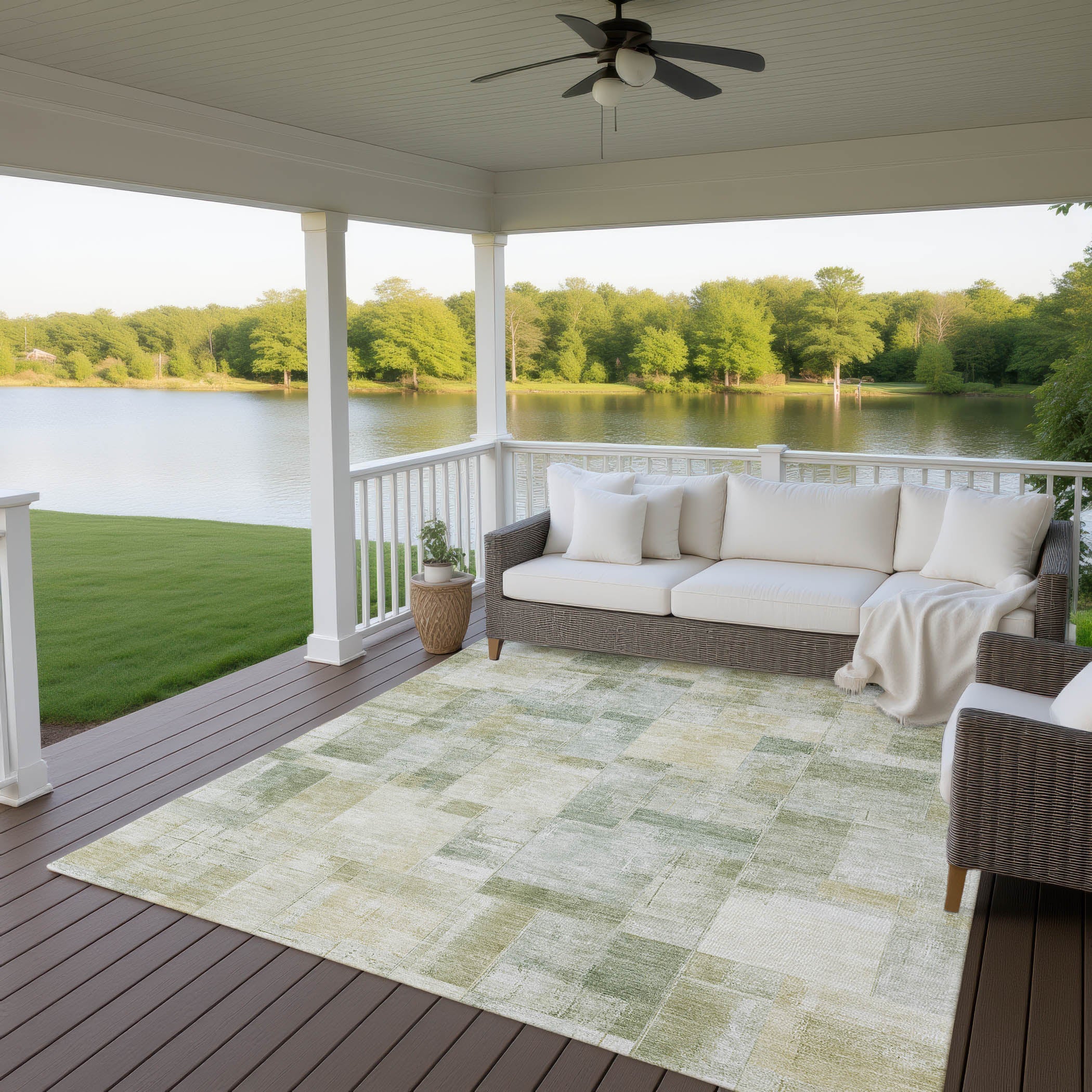 Luxury Washable Indoor/Outdoor Transitional RN4 Sage Green Rug 2'6" x 3'10" #shape_Rectangle