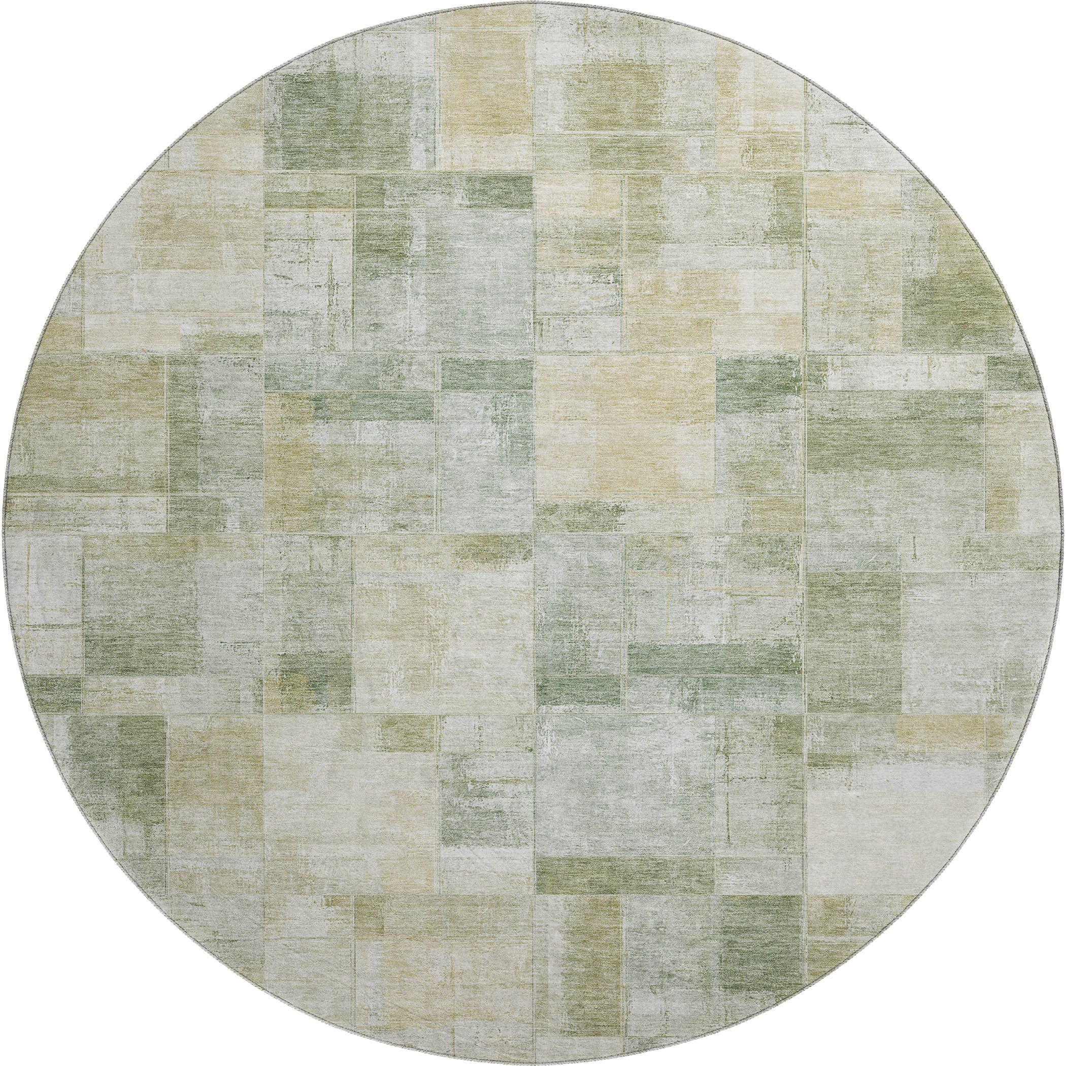Luxury Washable Indoor/Outdoor Transitional RN4 Sage Green Rug 8' x 8' #shape_Round