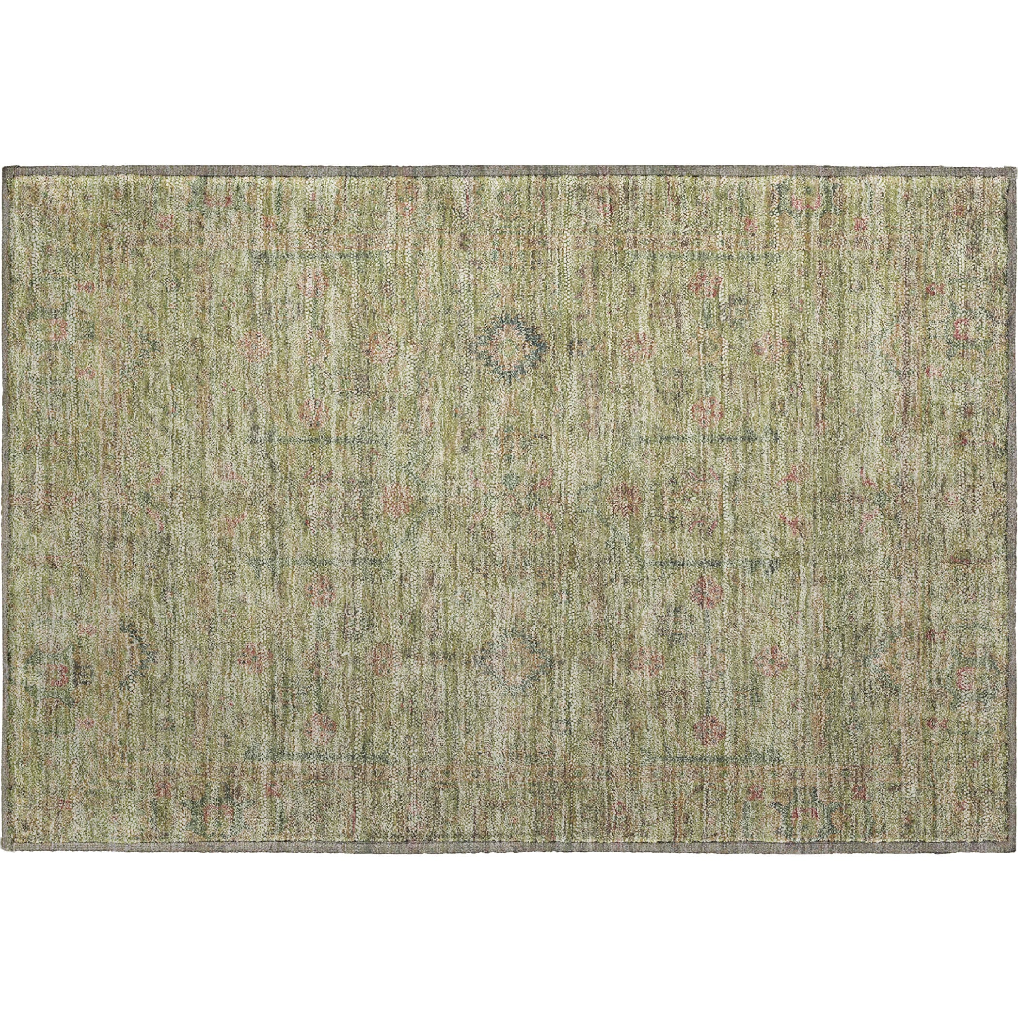 Luxury Washable Indoor/Outdoor Transitional RN5 Aloe Green Rug 1'8" x 2'6" #shape_Rectangle