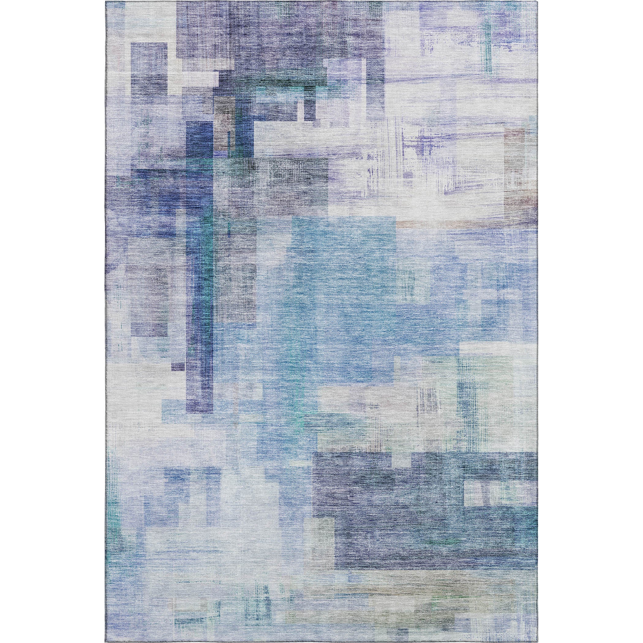 Luxury Washable Indoor/Outdoor Transitional RN6 Blue Rug 2'6" x 3'10" #shape_Rectangle