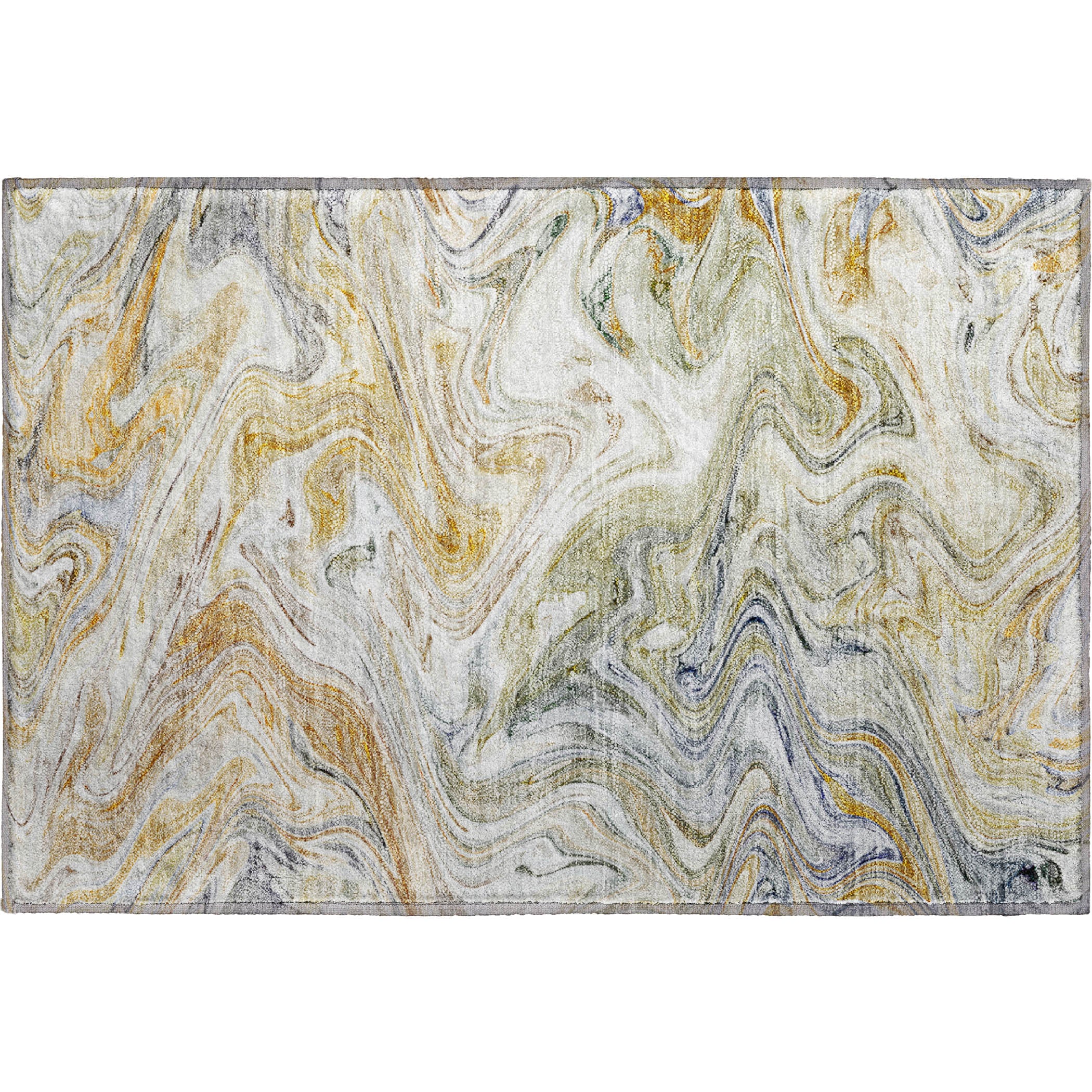 Luxury Washable Indoor/Outdoor Transitional RN8 Linen Ivory Rug 1'8" x 2'6" #shape_Rectangle