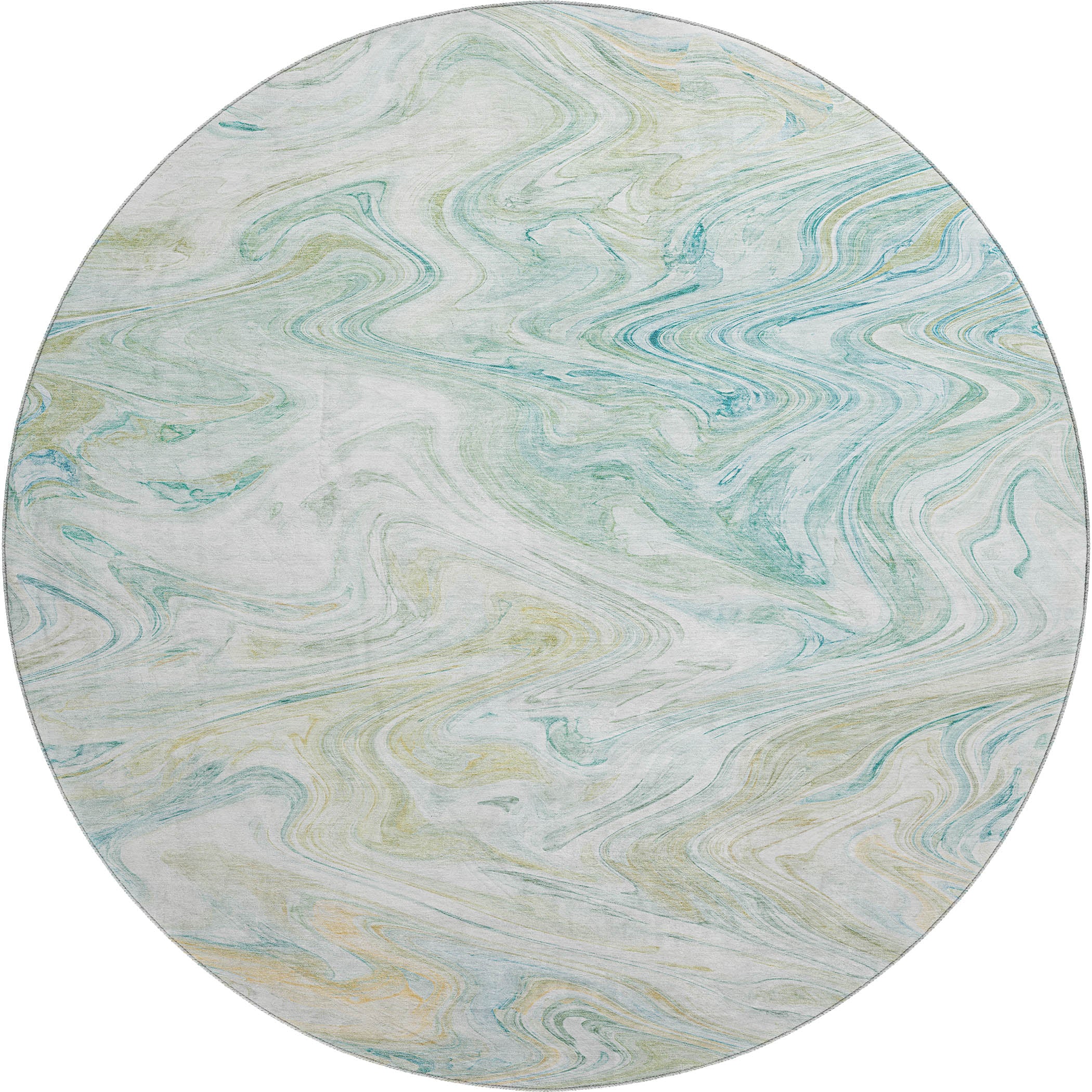 Luxury Washable Indoor/Outdoor Transitional RN8 Sky Blue Rug 8' x 8' #shape_Round