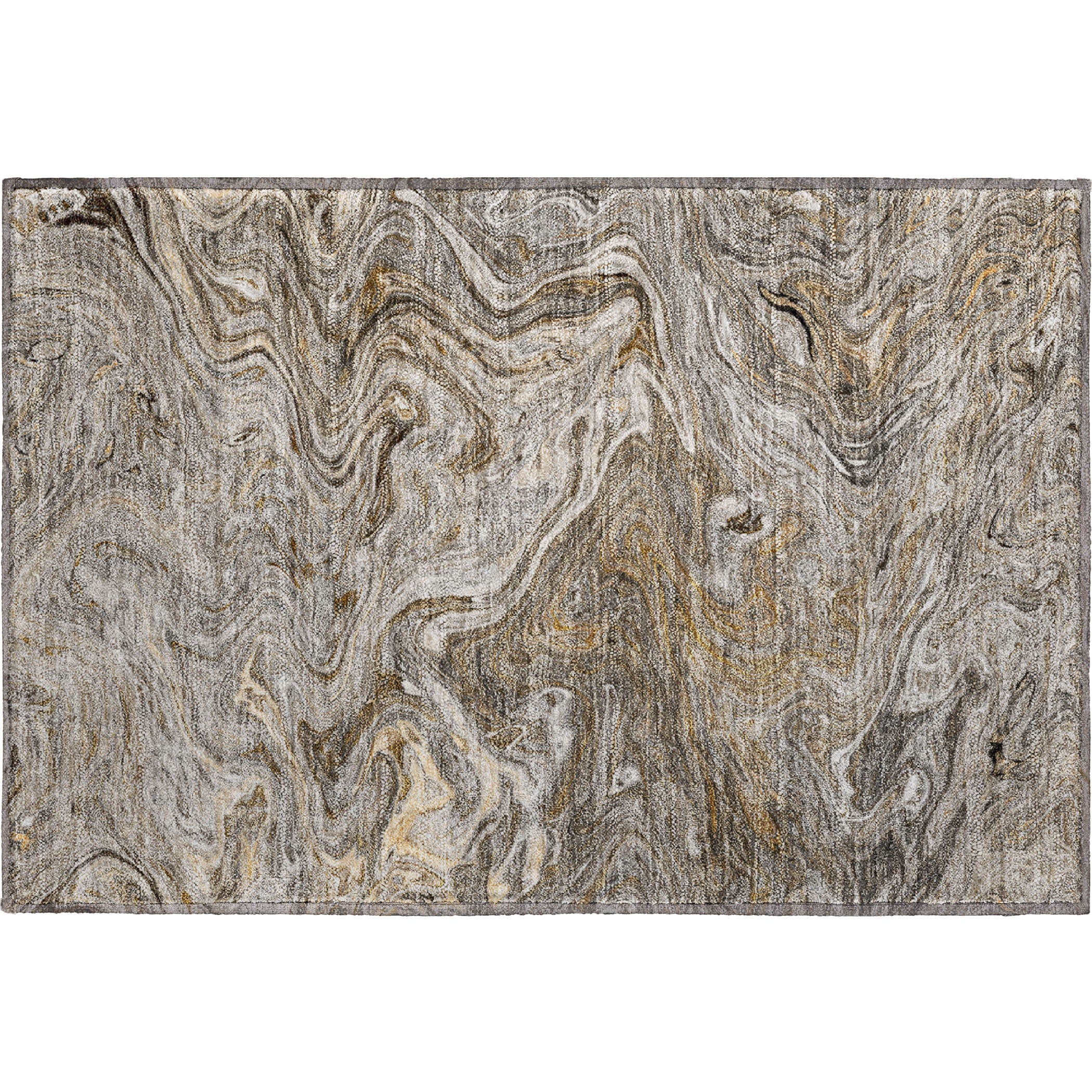 Luxury Washable Indoor/Outdoor Transitional RN8 Taupe Brown Rug 1'8" x 2'6" #shape_Rectangle