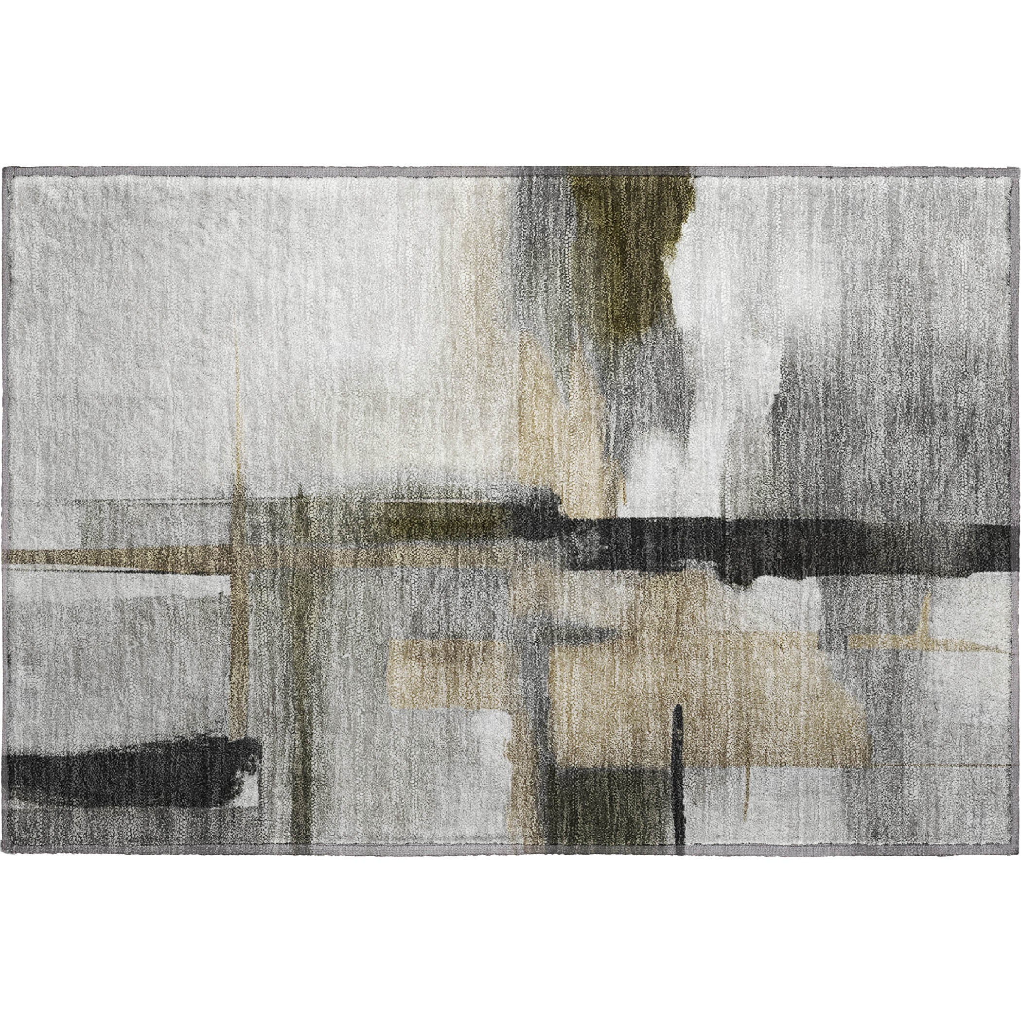 Luxury Washable Indoor/Outdoor Transitional RN9 Gray Rug 1'8" x 2'6" #shape_Rectangle