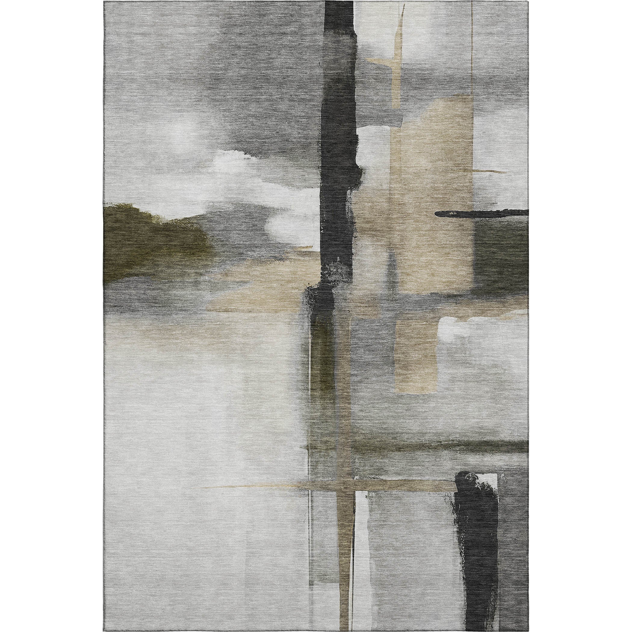 Luxury Washable Indoor/Outdoor Transitional RN9 Gray Rug 2'6" x 3'10" #shape_Rectangle