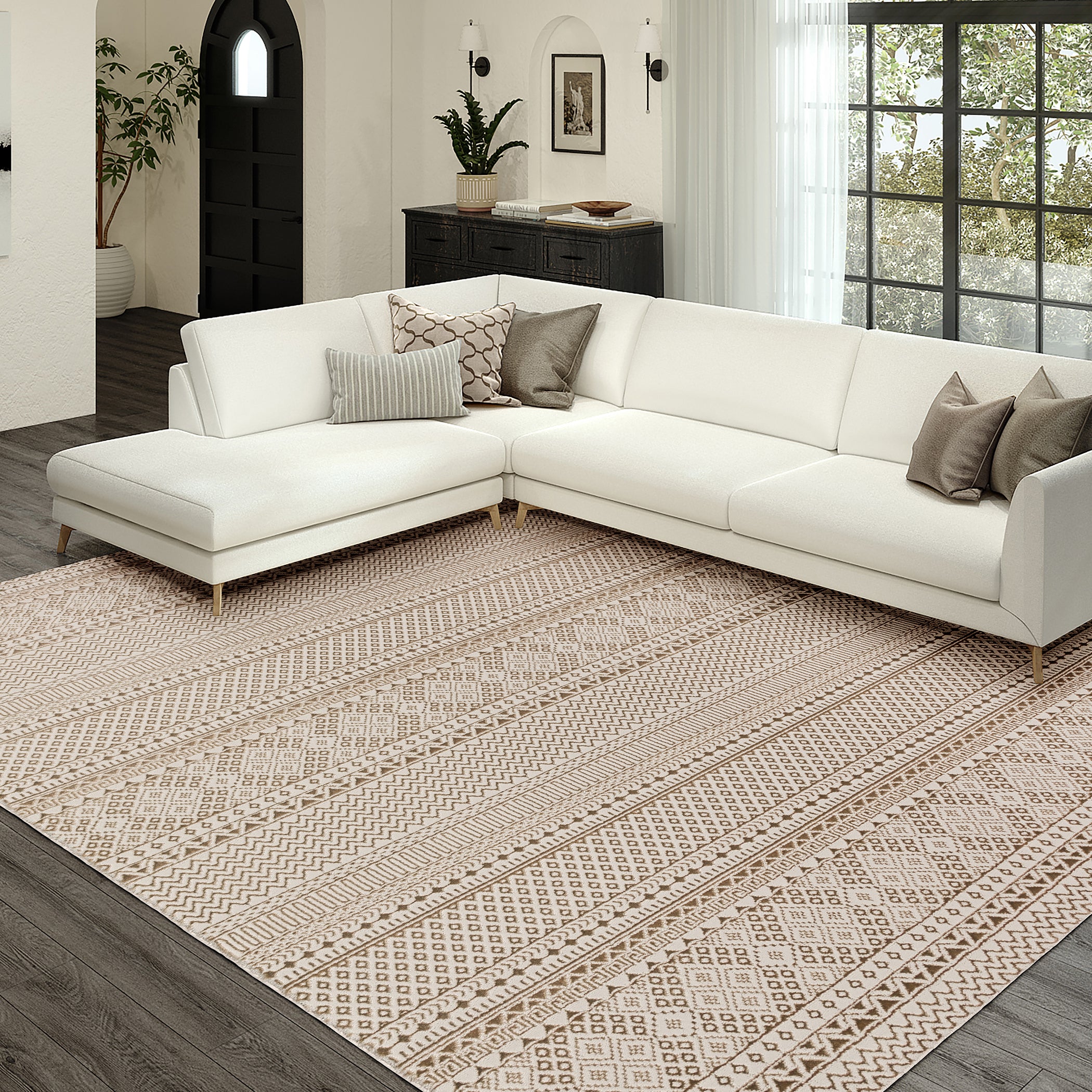 Transitional RR2 Taupe Brown Rug 3'2" x 5'1" #shape_Rectangle
