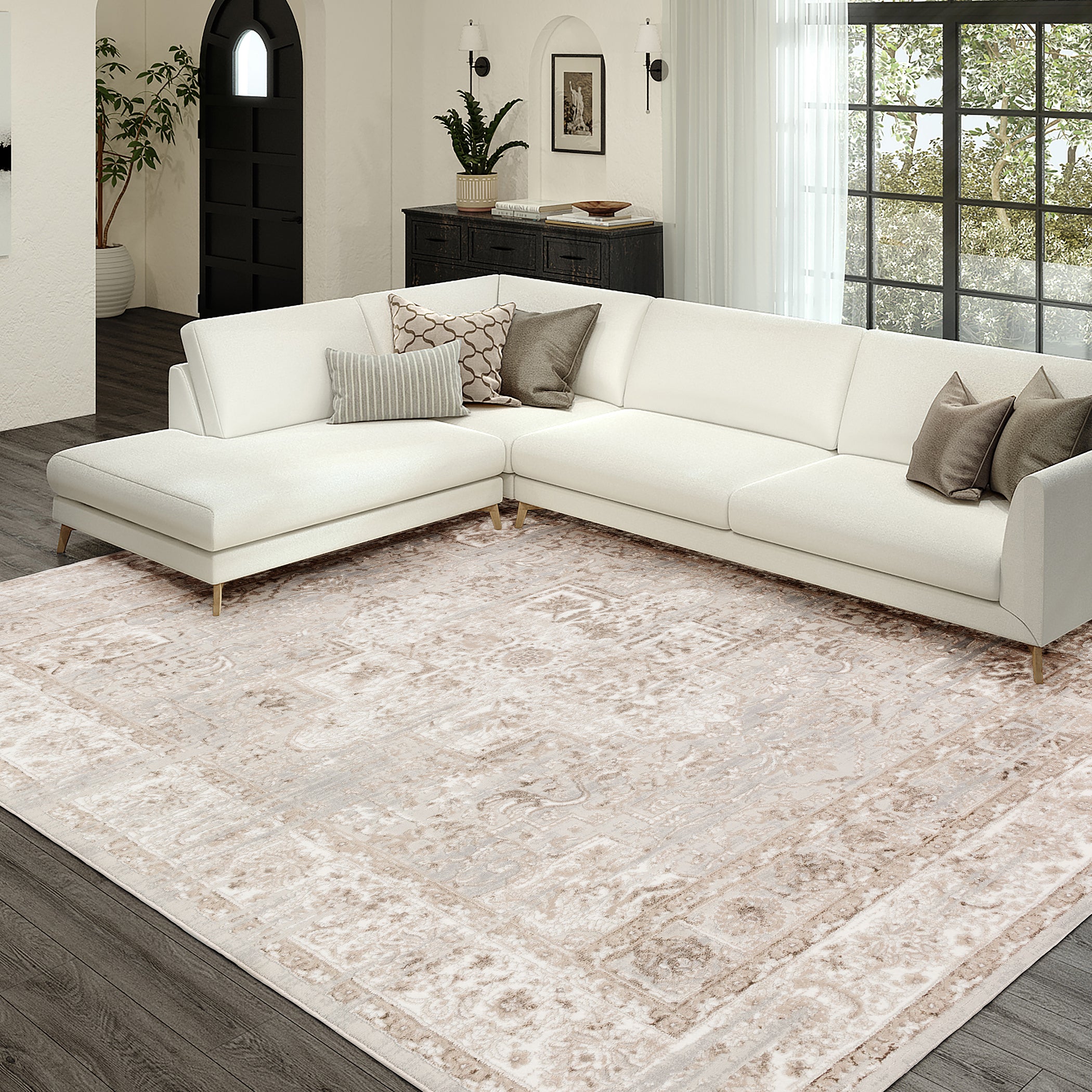 Transitional RR6 Taupe Brown Rug 3'2" x 5'1" #shape_Rectangle