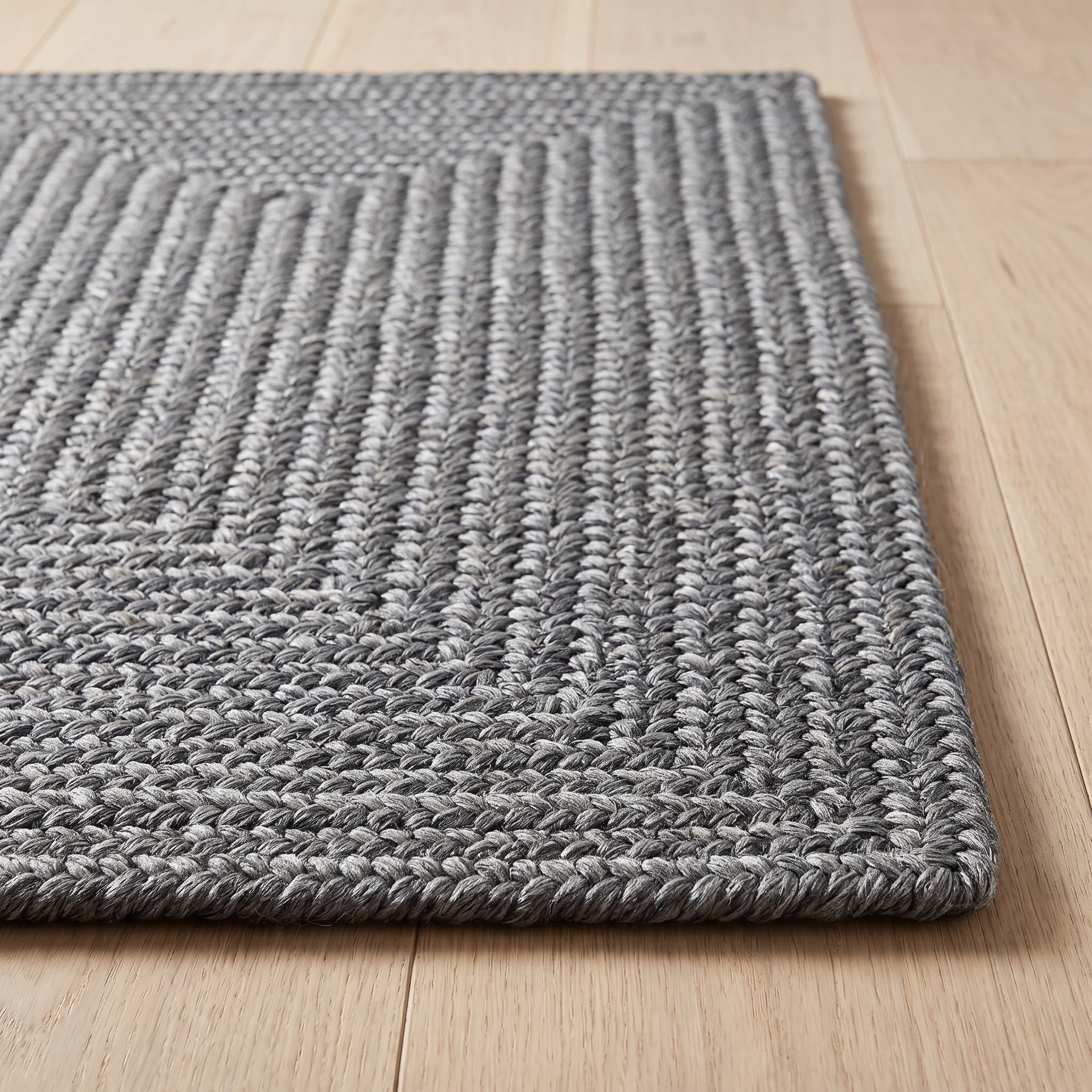 Angier Braided Indoor/Outdoor Rug - Charcoal Gray Rectangle 6' X 9' #shape_Rectangle
