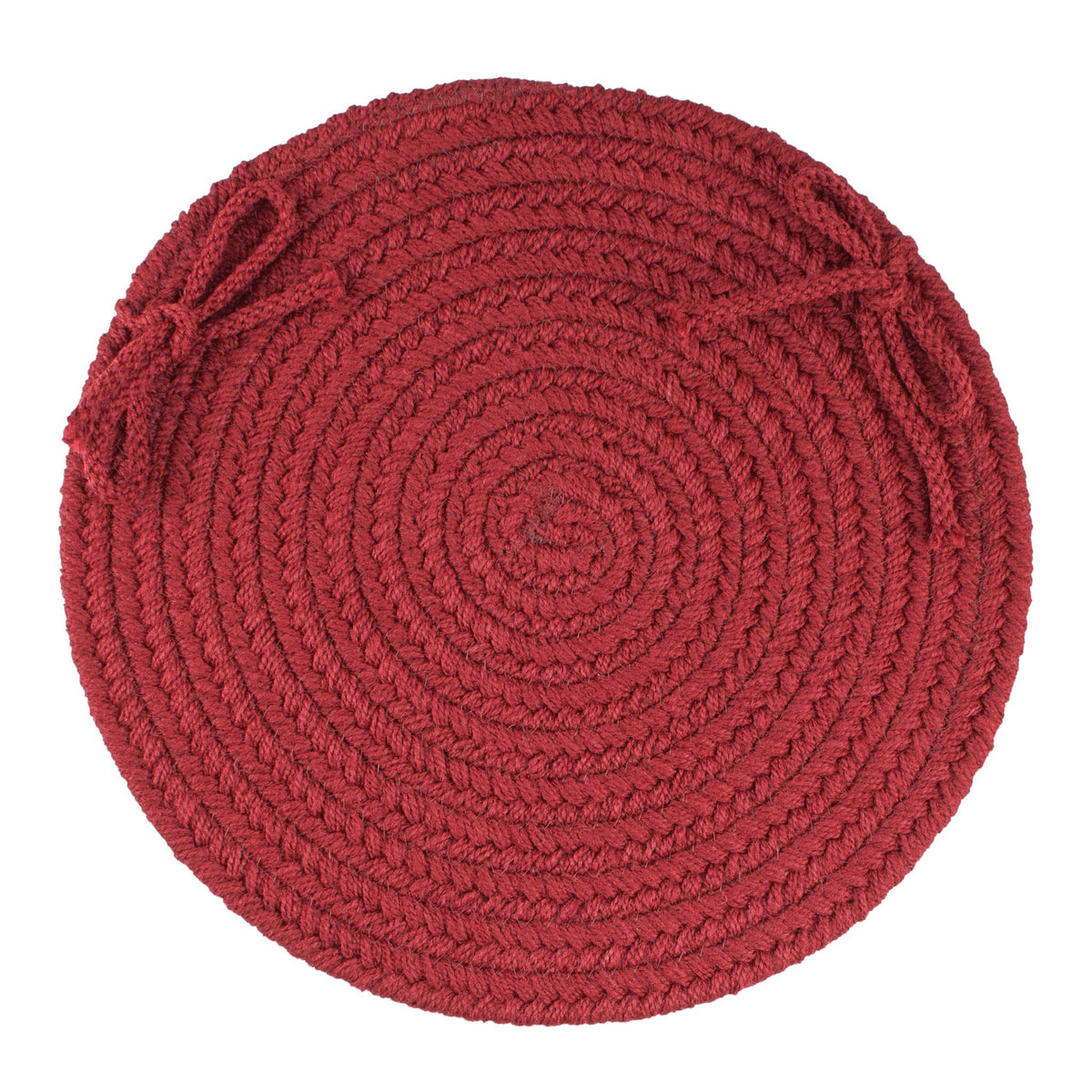 Maui Braided Chair Pad - Colonial Red - 15 inch round with ties