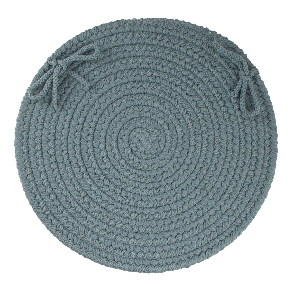 Maui Braided Chair Pad - Ocean Blue - 15 inch round with ties