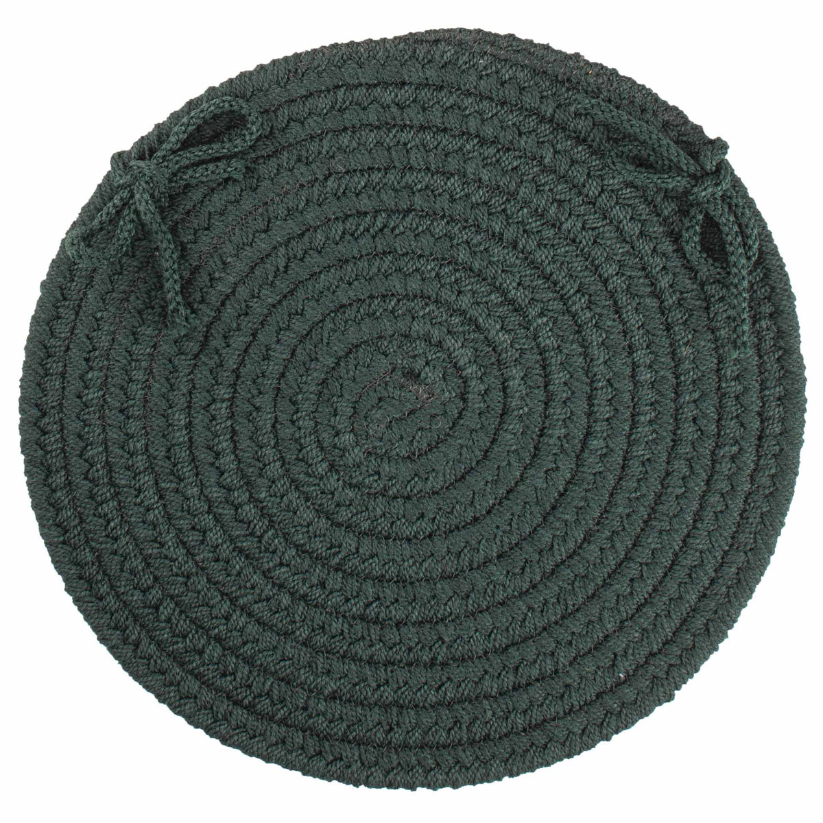 Maui Braided Chair Pad - Spruce Green - 15 inch round with ties