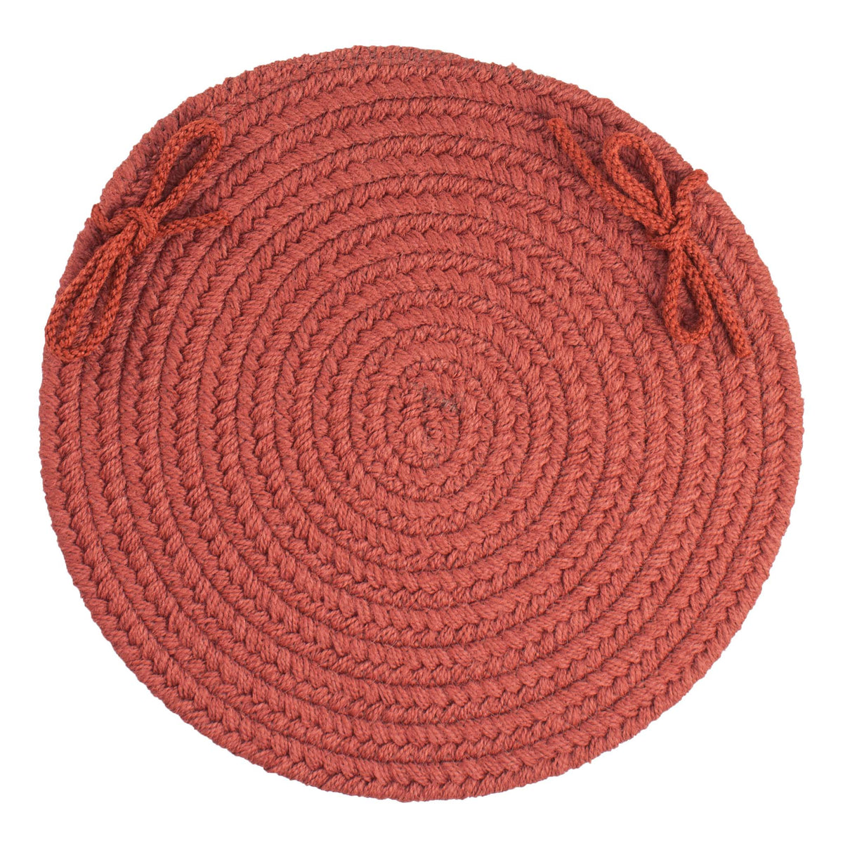 Maui Braided Chair Pad - Terra Cotta - 15 inch round with ties