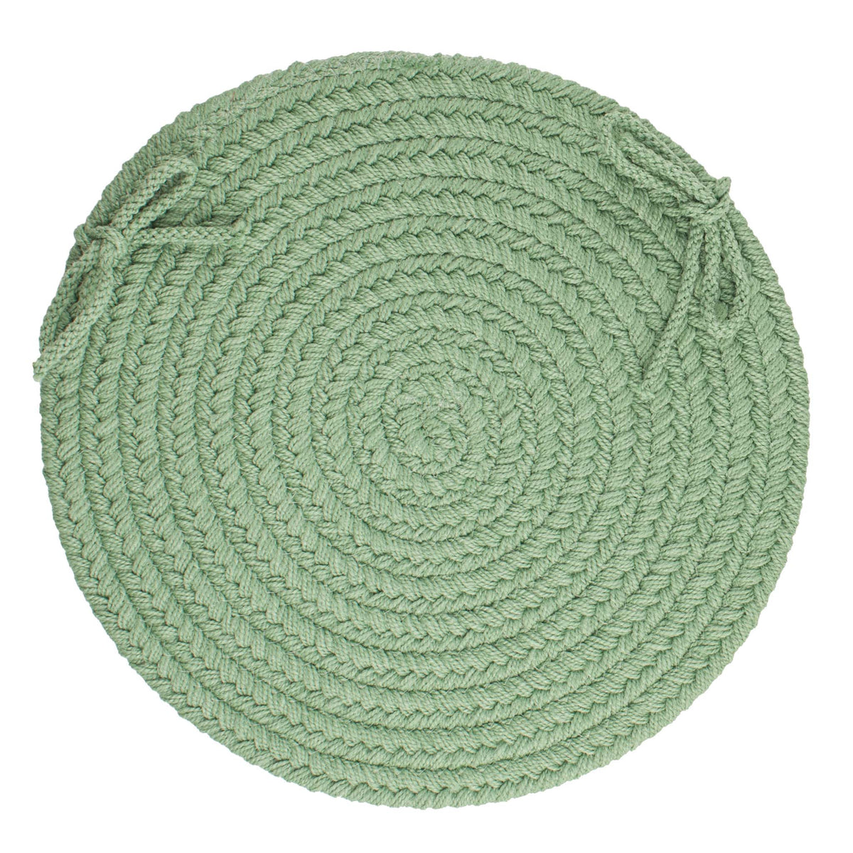 Maui Braided Chair Pad - Celadon Green - 15 inch round with ties