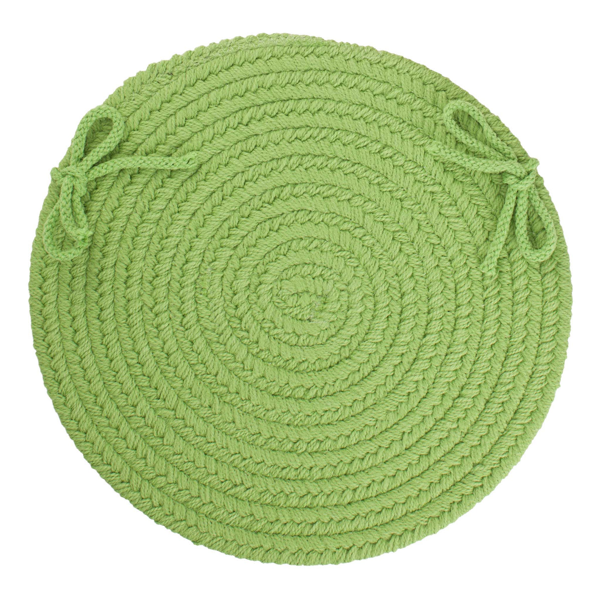 Maui Braided Chair Pad - Key Lime Green - 15 inch round with ties