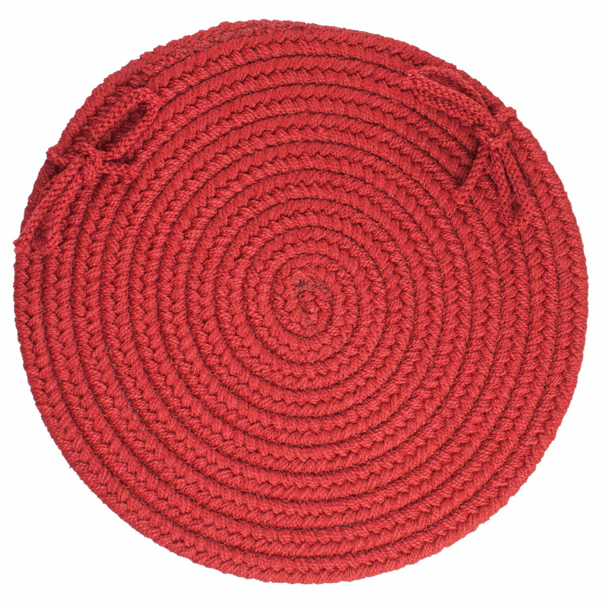 Maui Braided Chair Pad - Brilliant Red - 15 inch round with ties