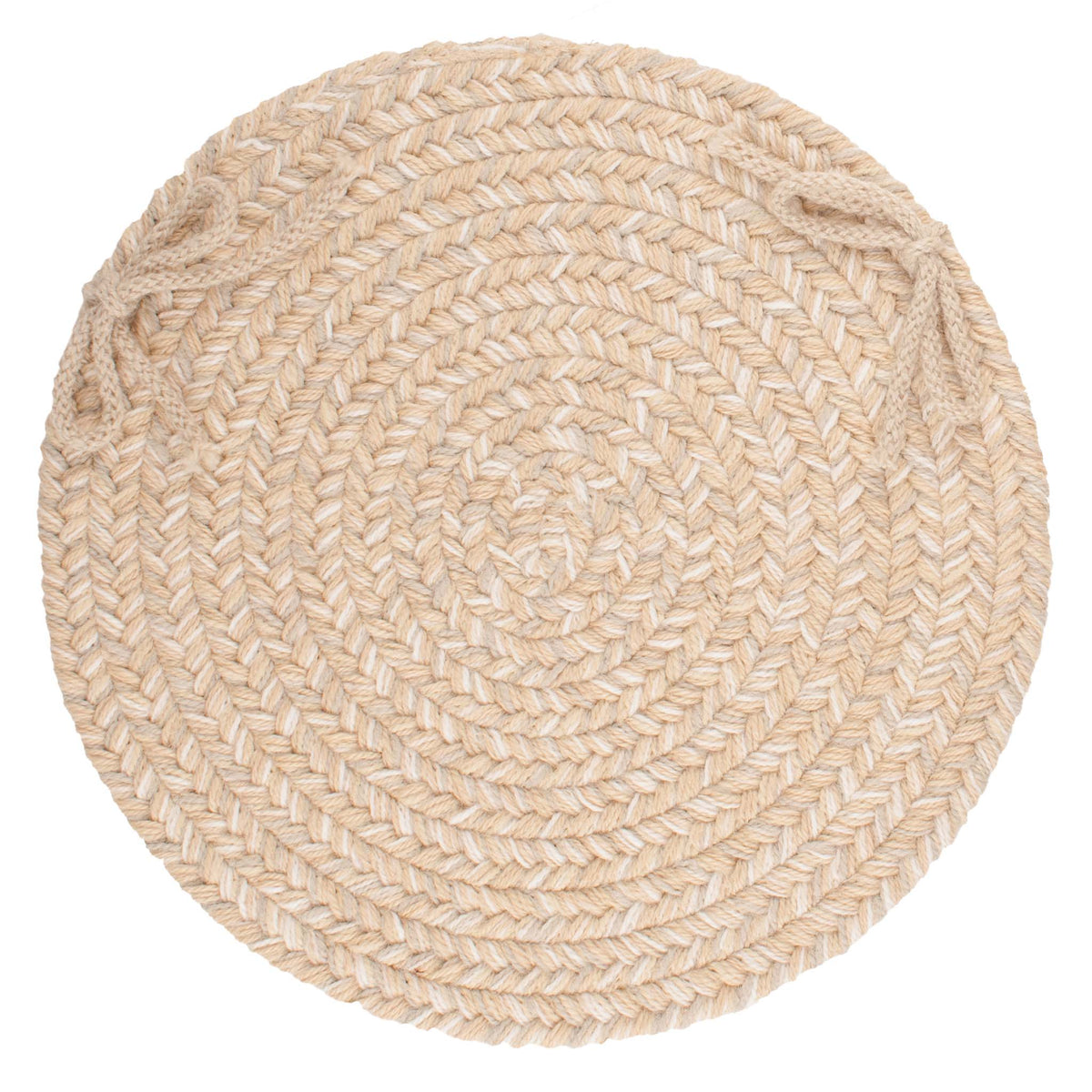 Pura Braided Chair Pad - Sand - 15 inch round with ties