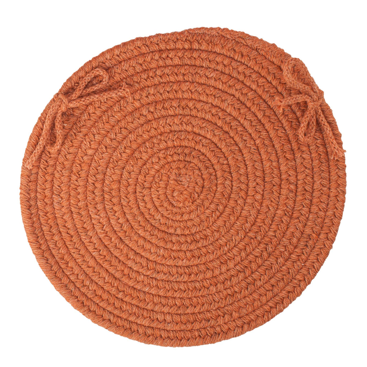 Pura Braided Chair Pad - Terra Cotta - 15 inch round with ties