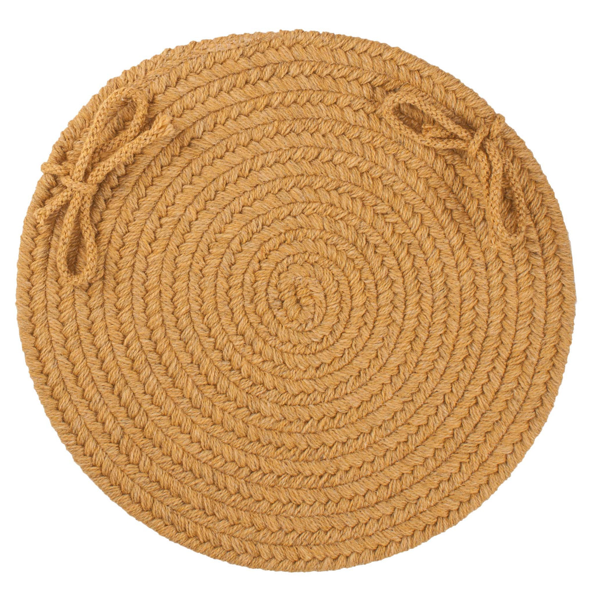 Pura Braided Chair Pad - Vintage Gold - 15 inch round with ties