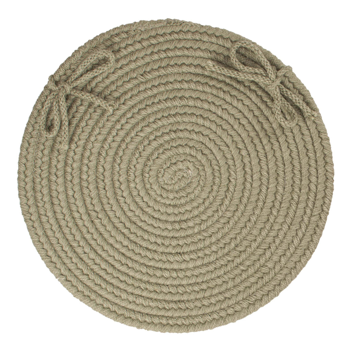 Pura Braided Chair Pad - Moss - 15 inch round with ties