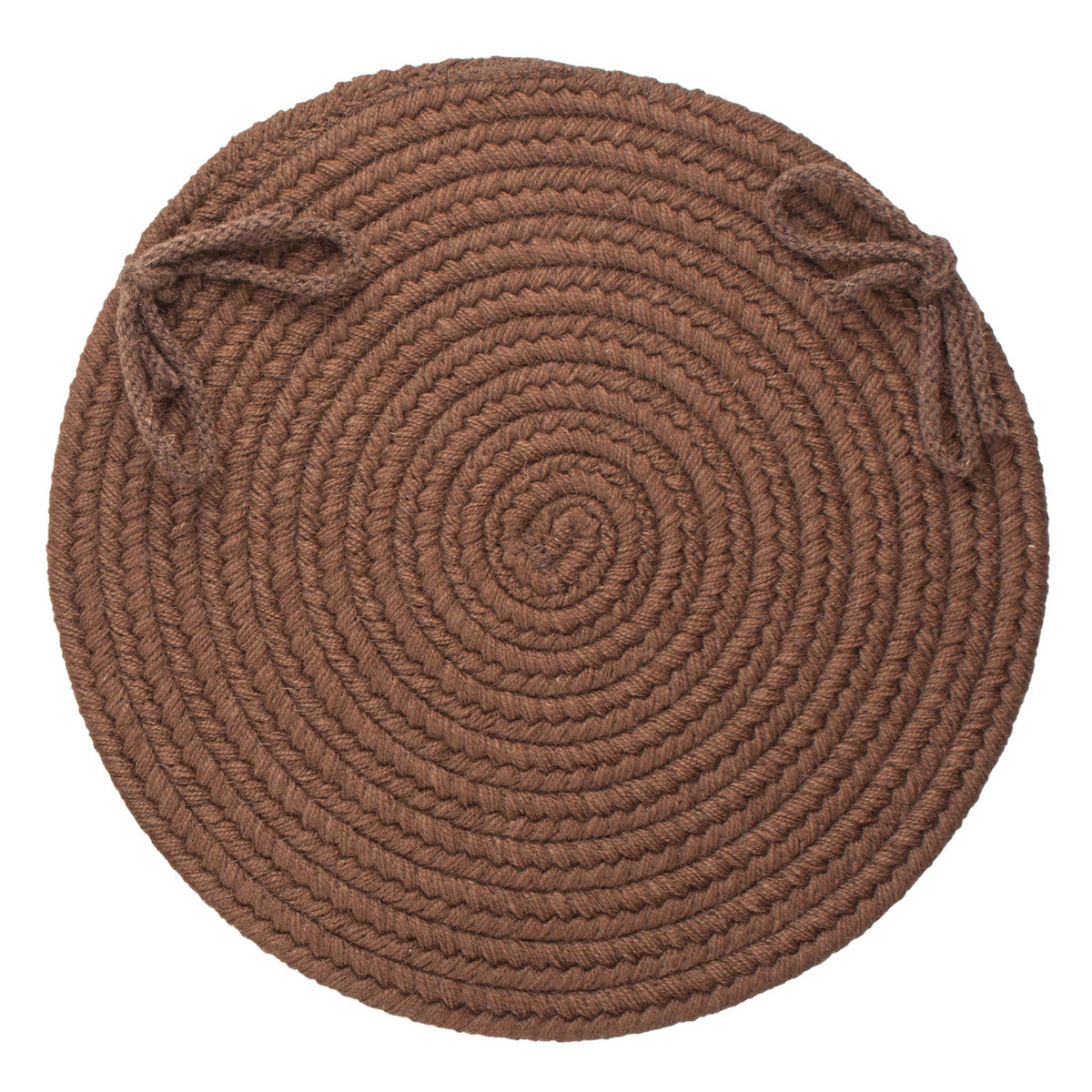 Pura Braided Chair Pad - Walnut - 15 inch round with ties