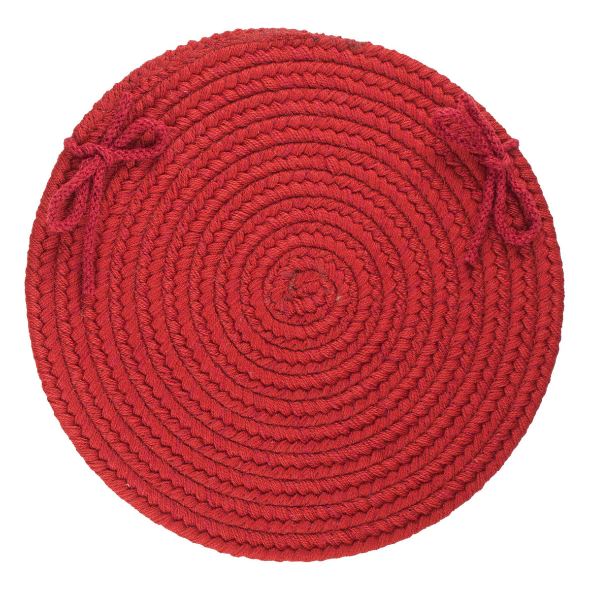 Pura Braided Chair Pad - Scarlet Red - 15 inch round with ties