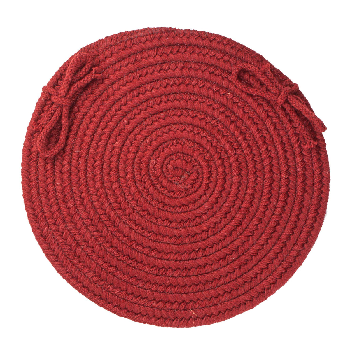 Pura Braided Chair Pad - Barn Red - 15 inch round with ties