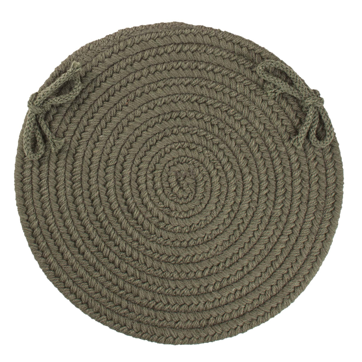 Pura Braided Chair Pad - Dark Sage - 15 inch round with ties