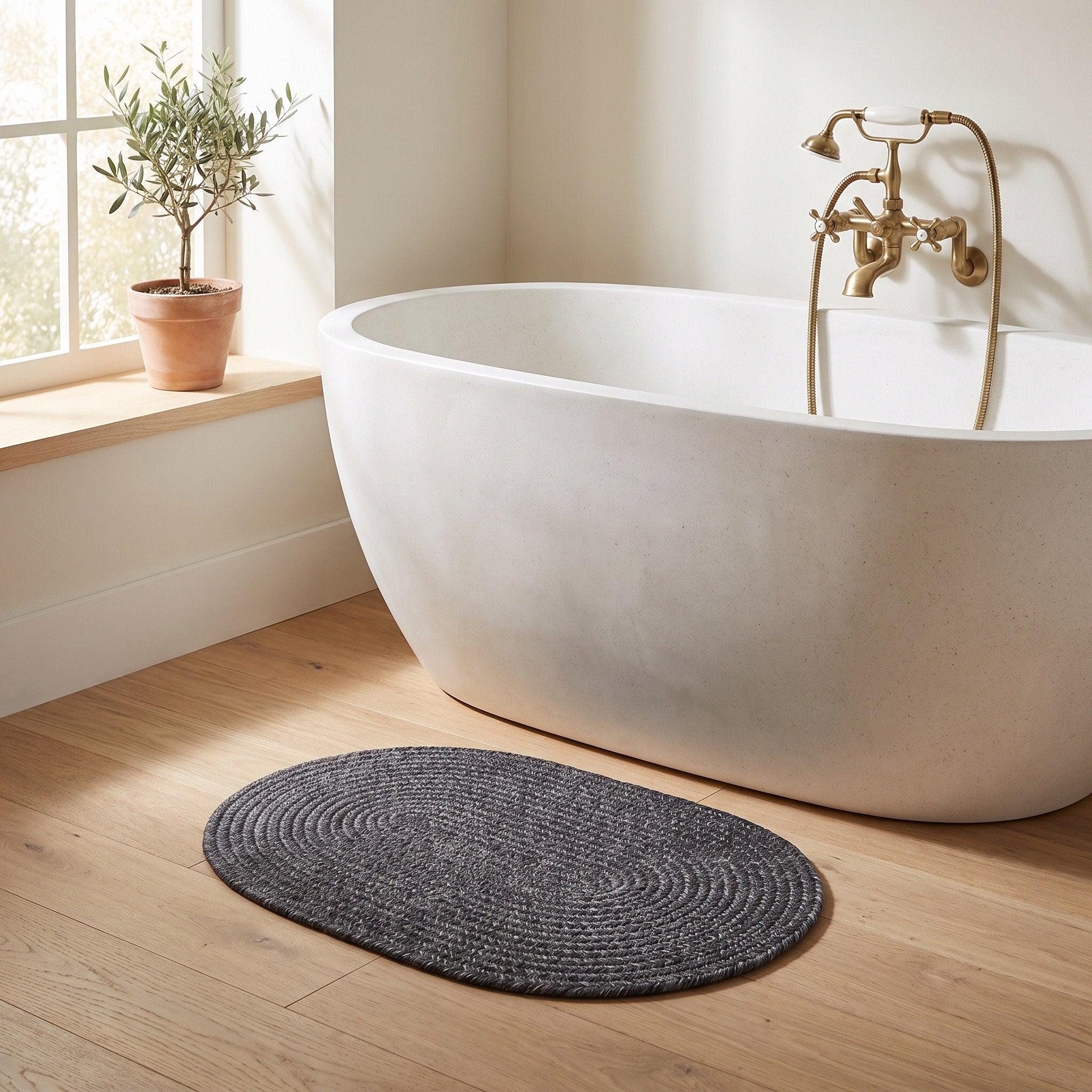 Angier Braided Indoor/Outdoor Rug - Charcoal Gray Oval 2' X 3' #shape_Oval