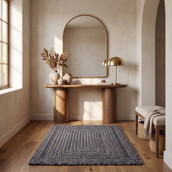 Angier Braided Indoor/Outdoor Rug - Charcoal Gray Rectangle 2' X 3' #Size_2' x 3'