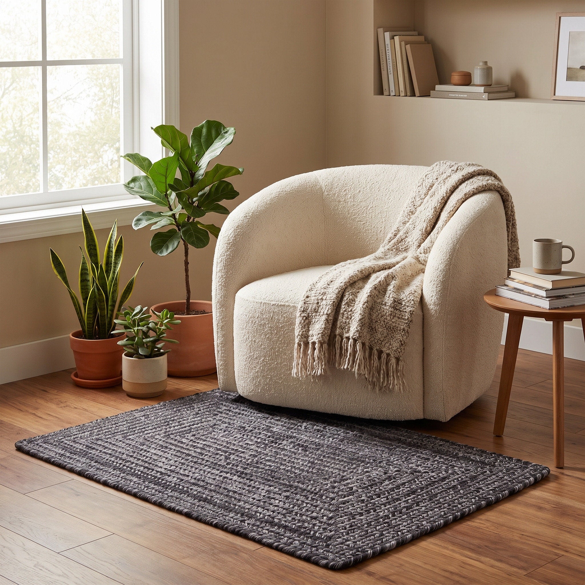 Angier Braided Indoor/Outdoor Rug - Charcoal Gray Rectangle 2' X 3' #shape_Rectangle