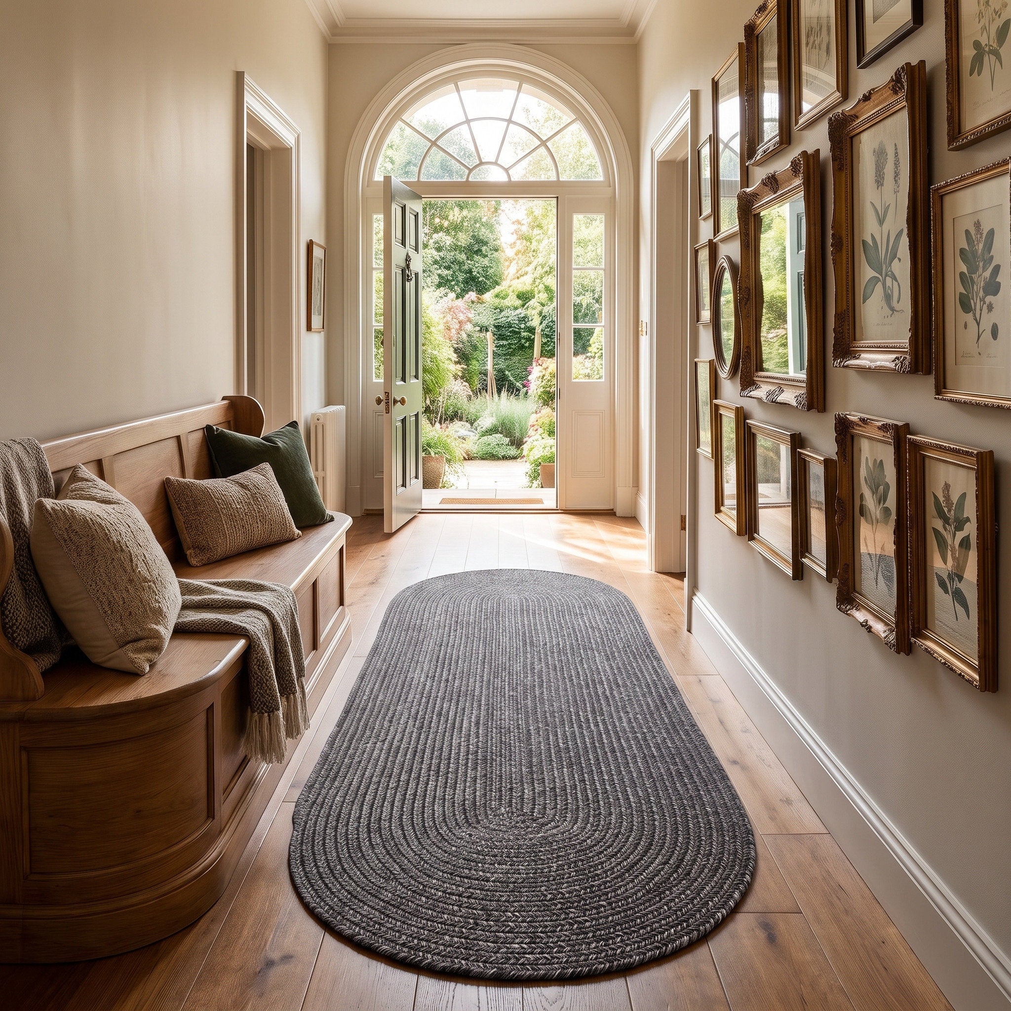 Angier Braided Indoor/Outdoor Rug - Charcoal Gray Oval 2' X 6' #shape_Oval