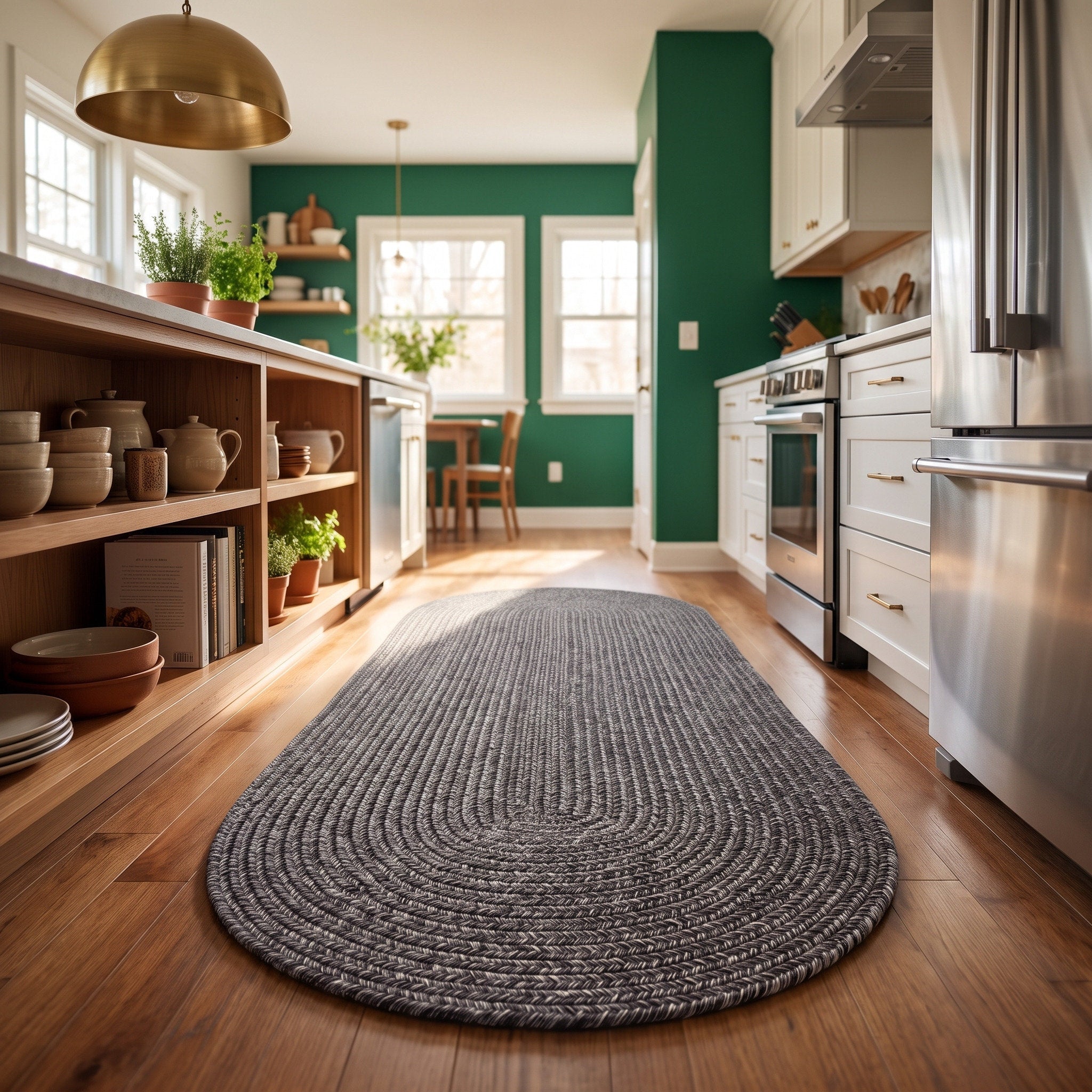 Angier Braided Indoor/Outdoor Rug - Charcoal Gray Oval 2' X 6' #shape_Oval