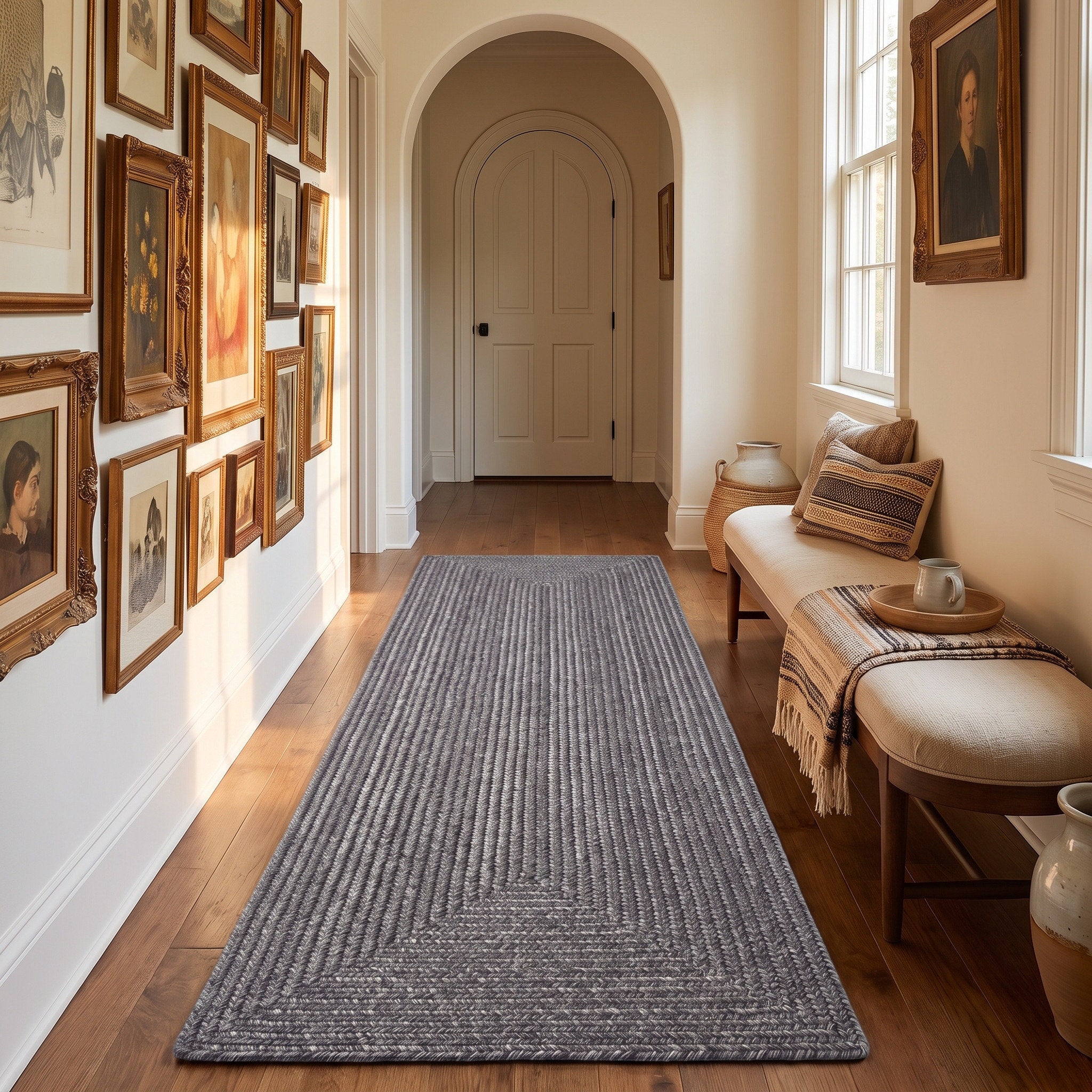 Angier Braided Indoor/Outdoor Rug - Charcoal Gray Rectangle 2' X 6' #shape_Rectangle